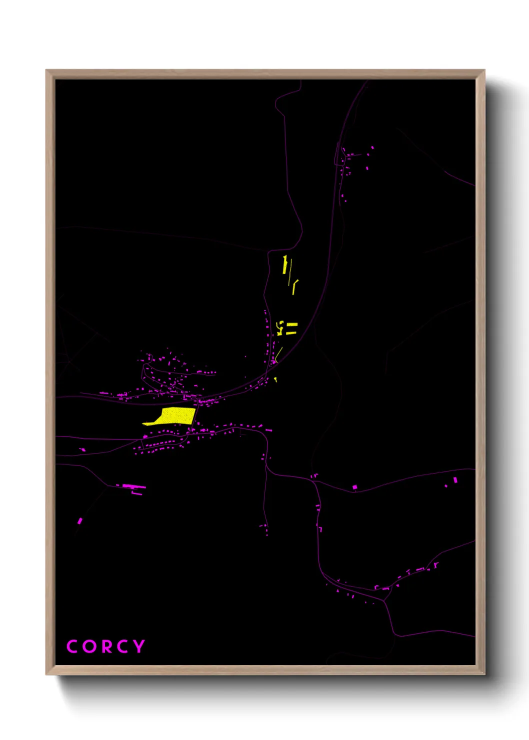 Une affiche de carte sur Corcy