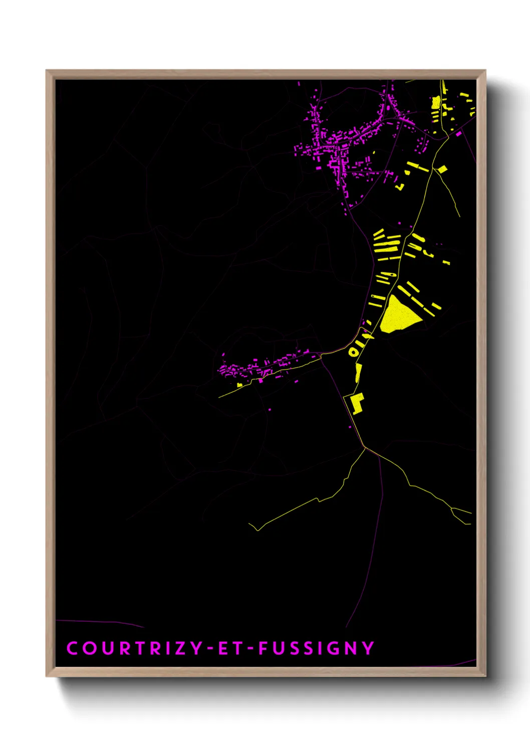 Une affiche de carte sur Courtrizy-et-Fussigny