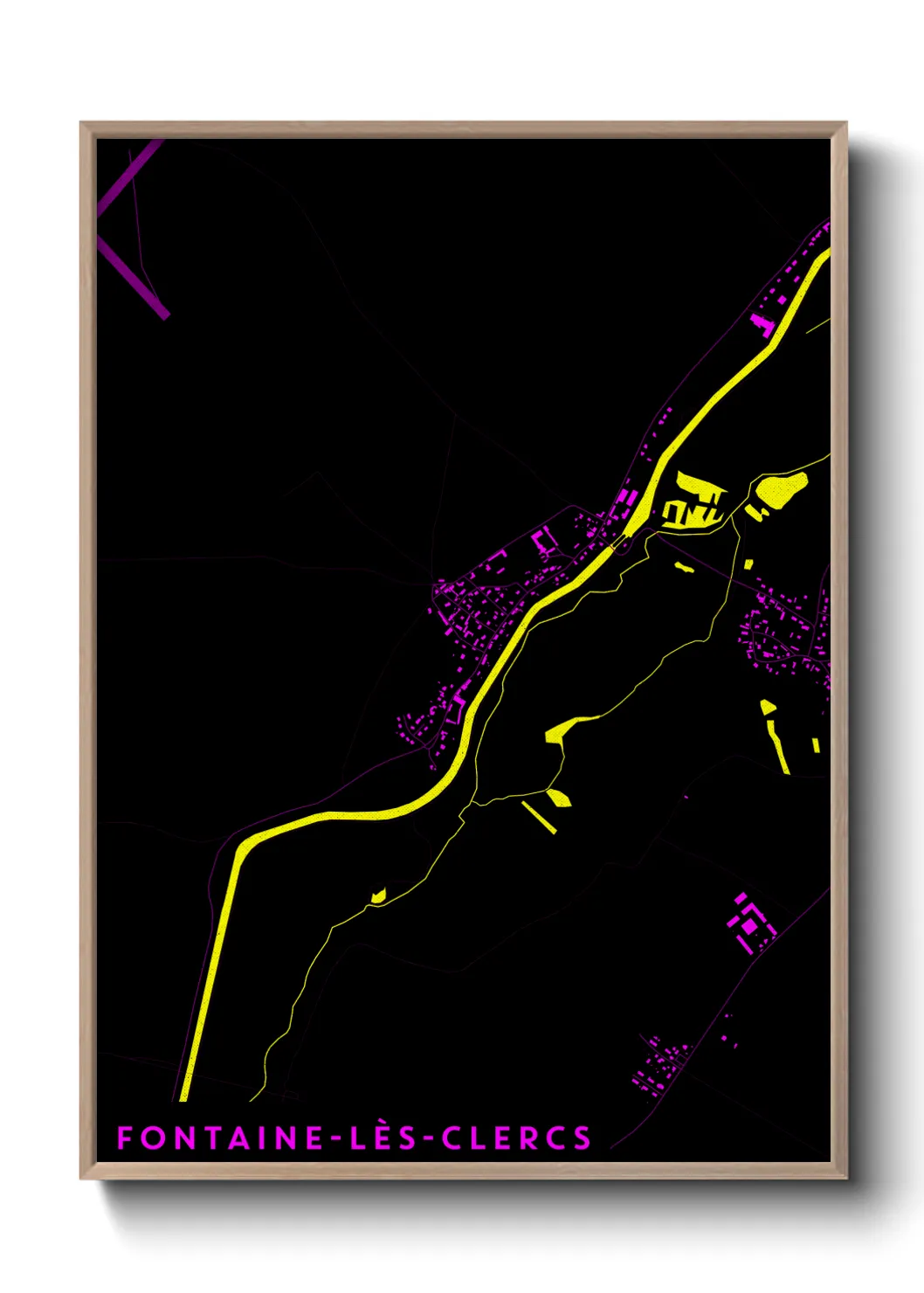 Une affiche de carte sur Fontaine-lès-Clercs