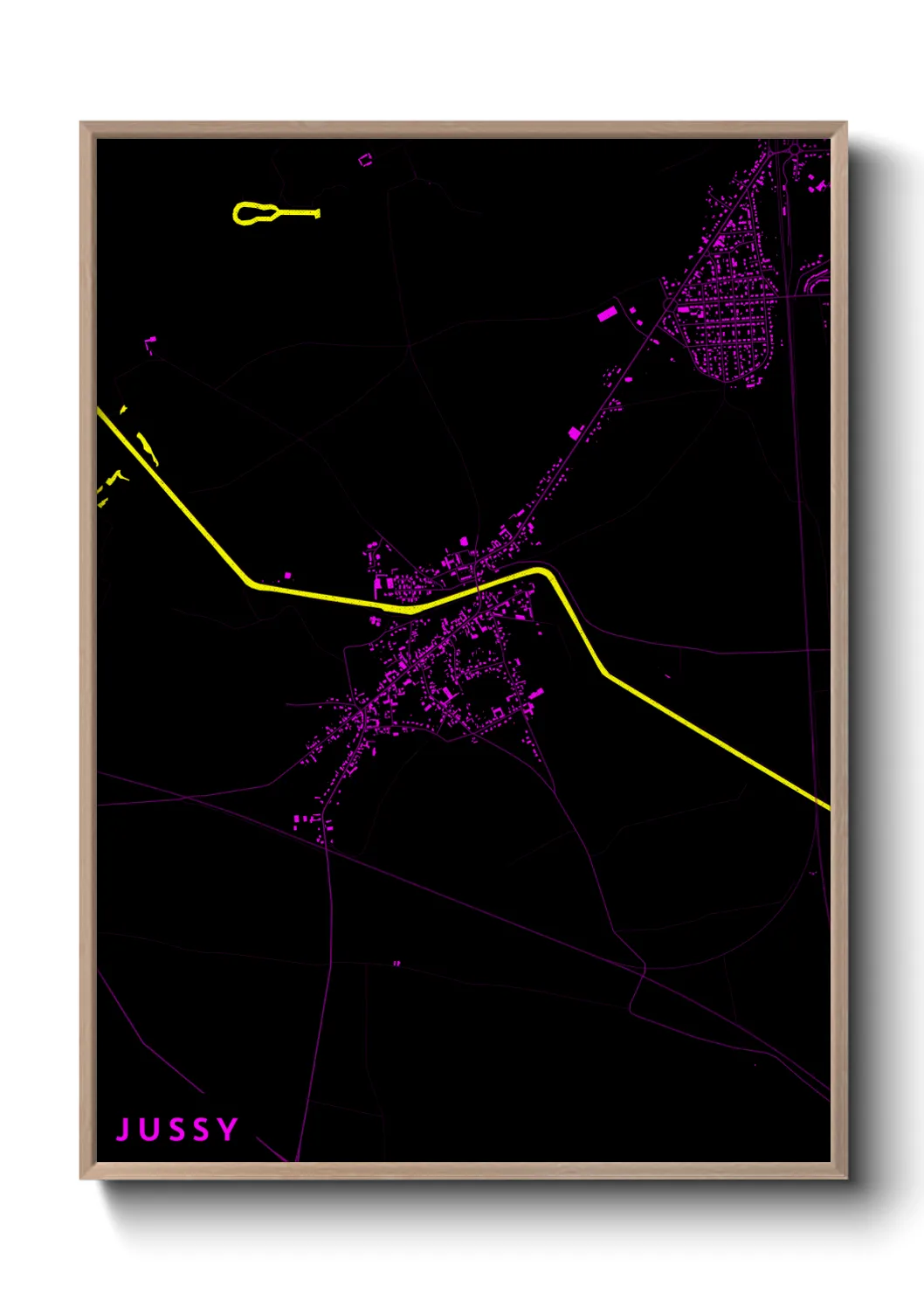 Une affiche de carte sur Jussy