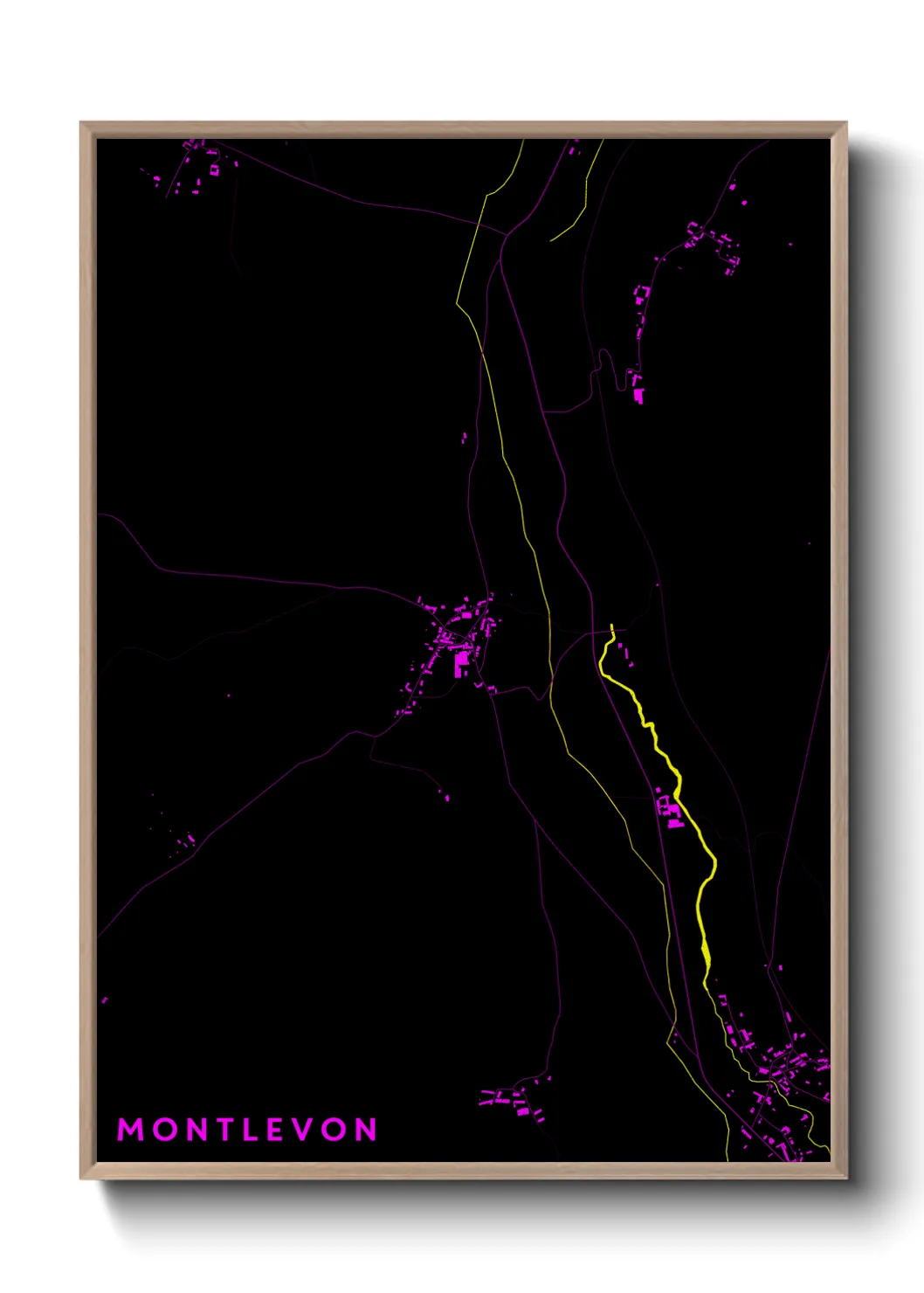 Une affiche de carte sur Montlevon