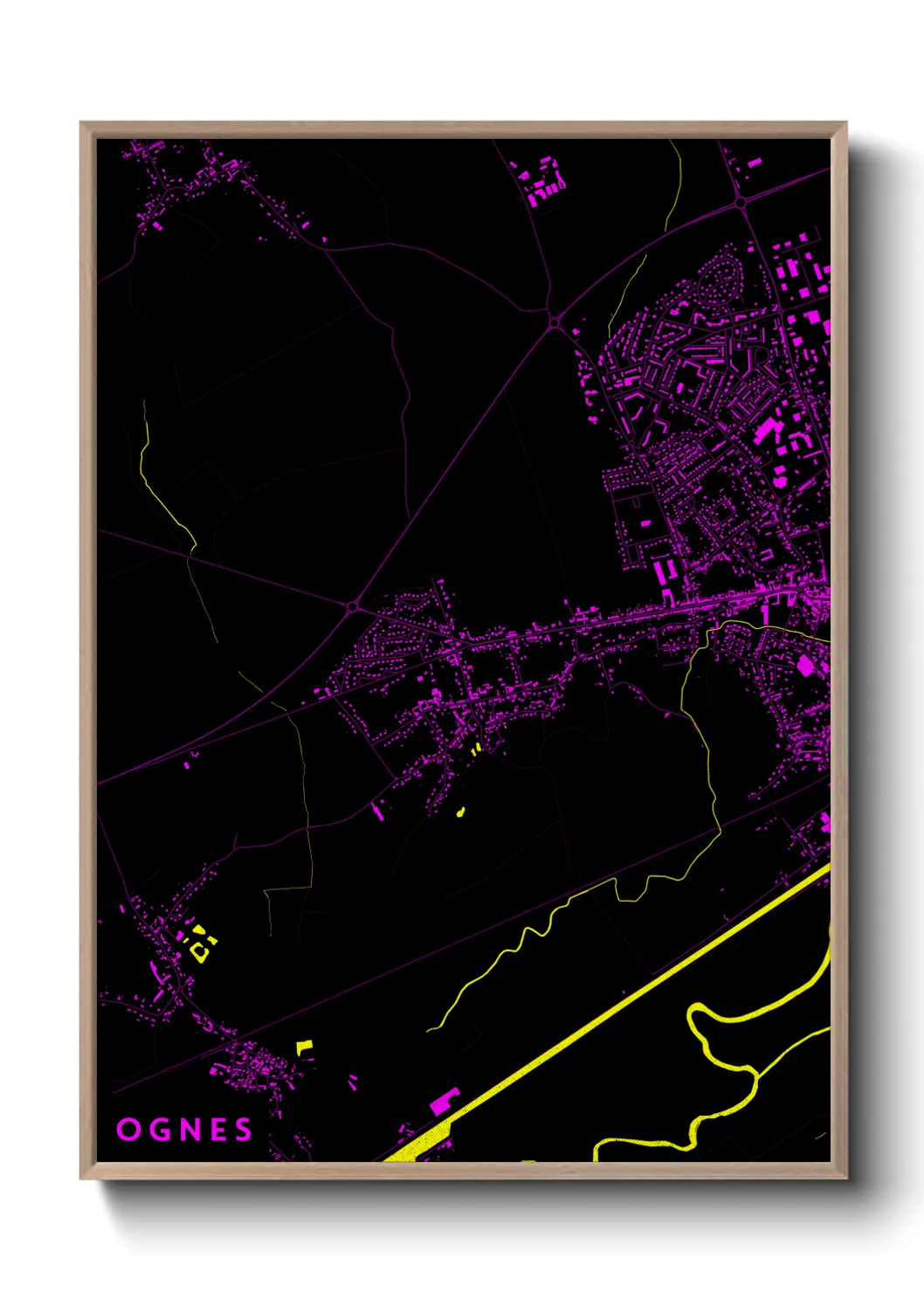 Une affiche de carte sur Ognes
