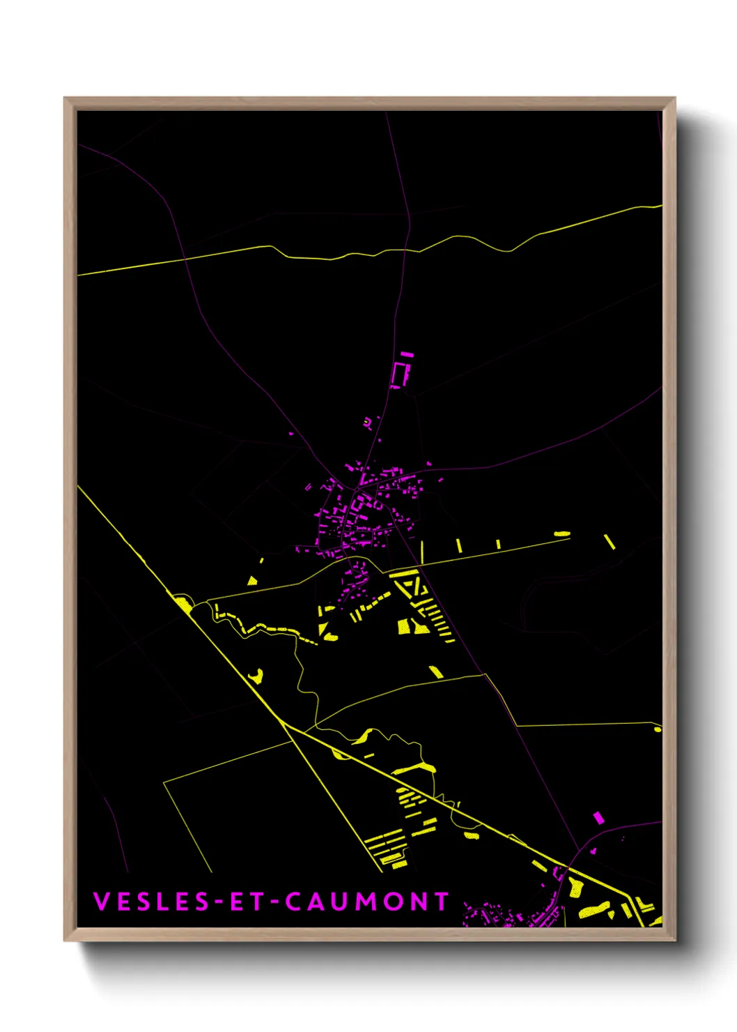 Une affiche de carte sur Vesles-et-Caumont