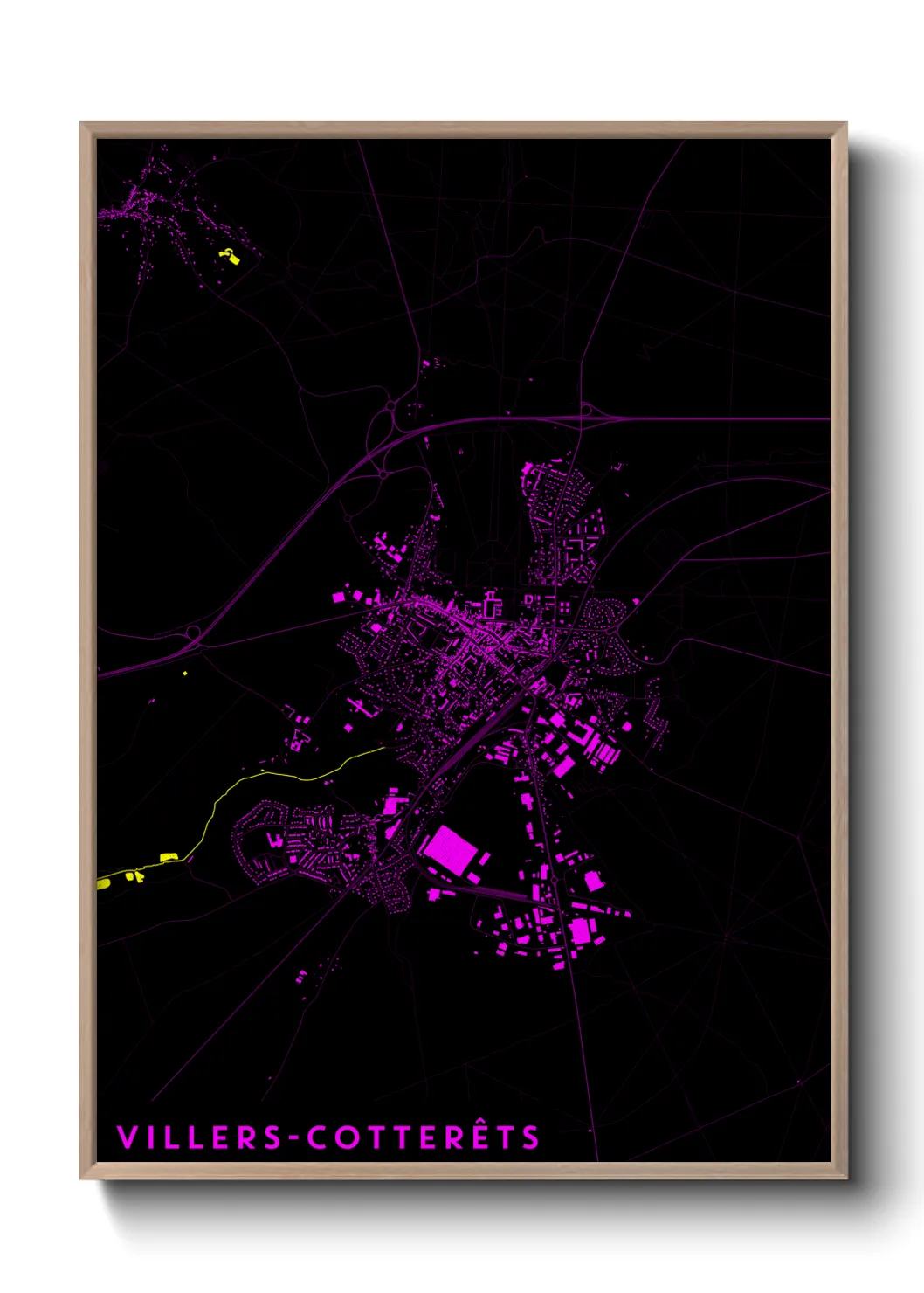 Une affiche de carte sur Villers-Cotterêts