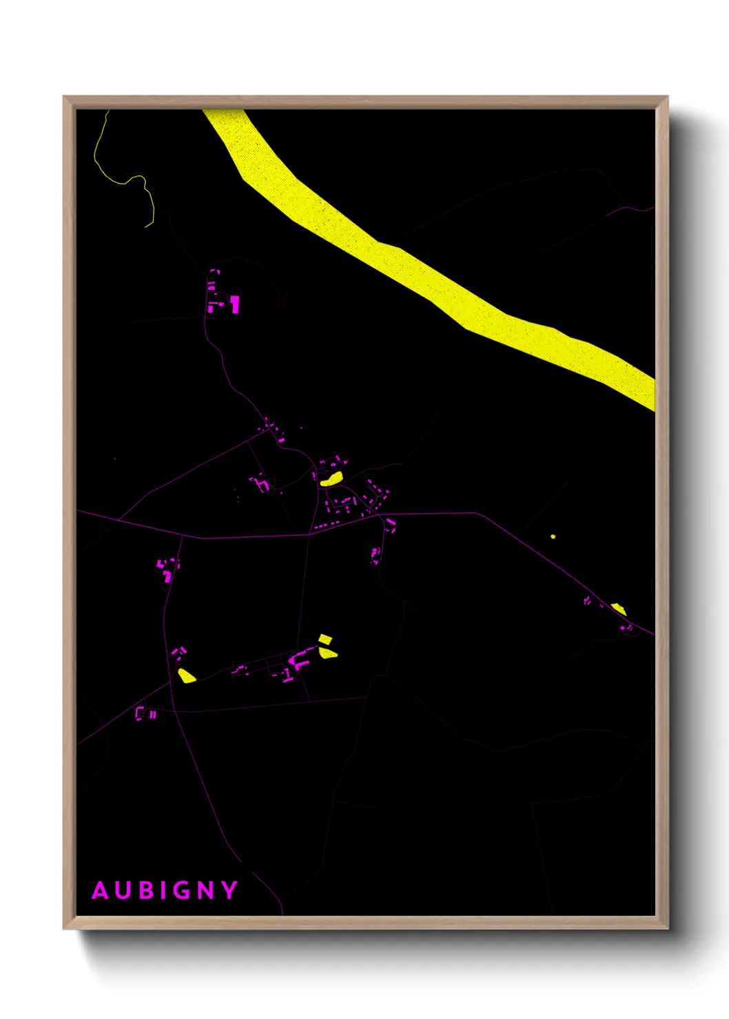 Une affiche de carte sur Aubigny