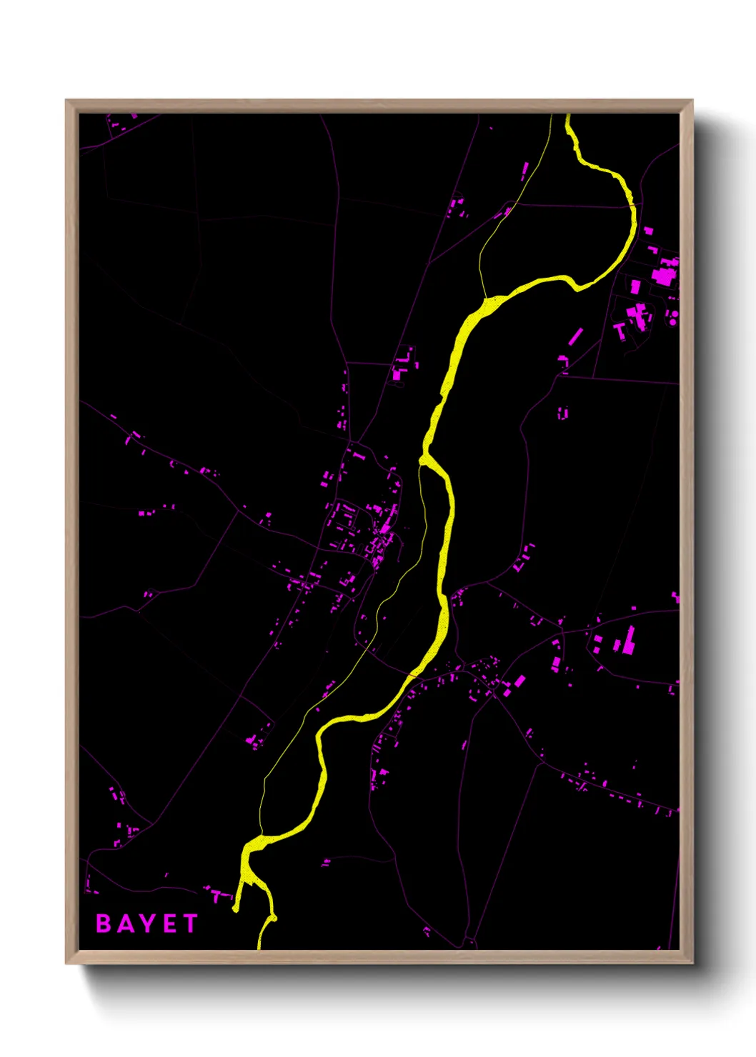 Une affiche de carte sur Bayet
