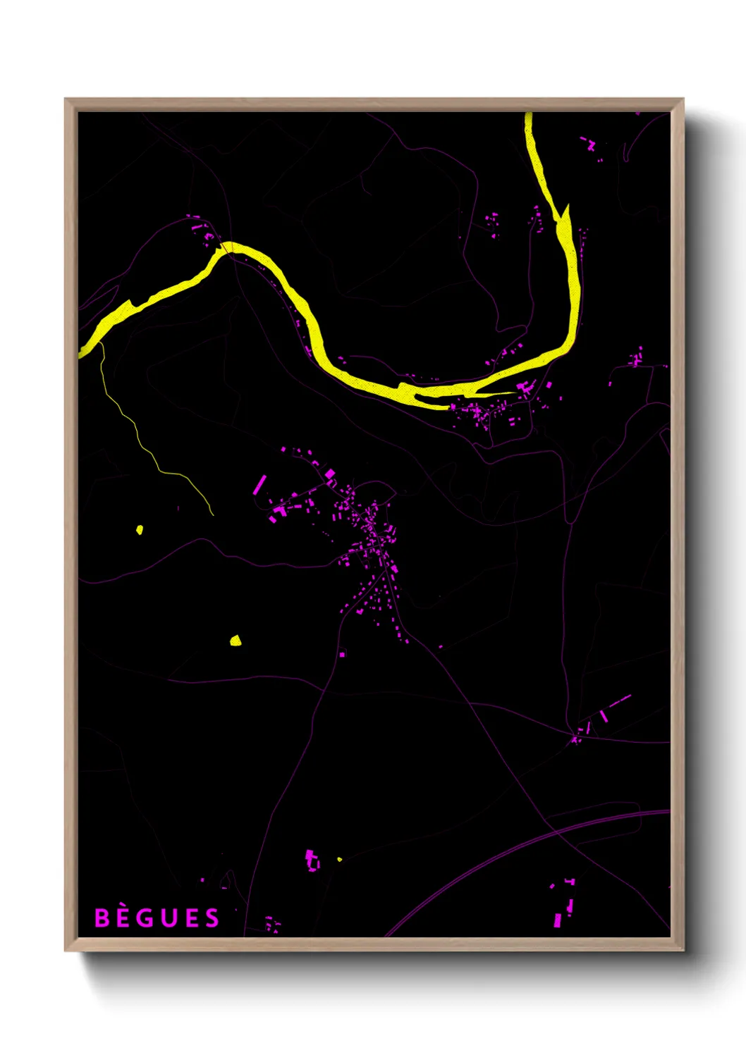 Une affiche de carte sur Bègues