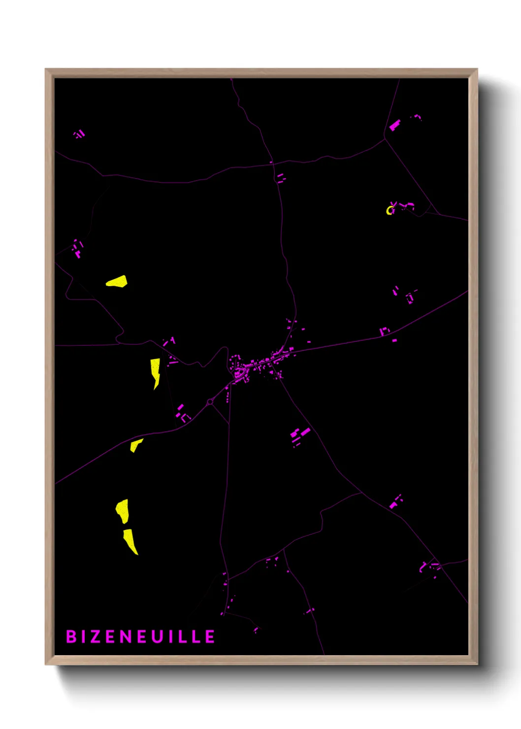 Une affiche de carte sur Bizeneuille