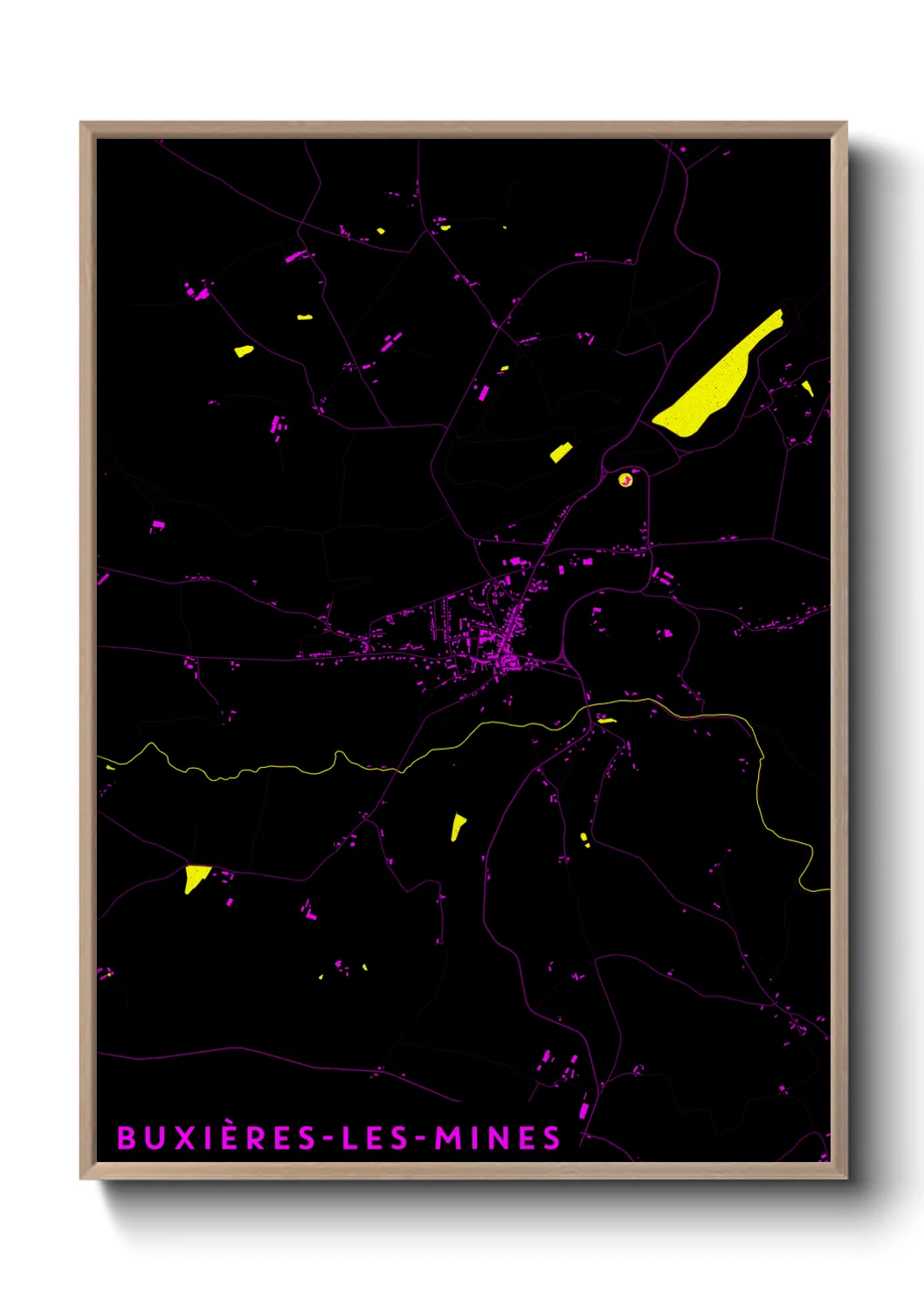 Une affiche de carte sur Buxières-les-Mines
