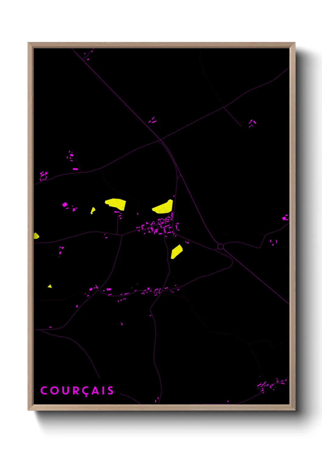Une affiche de carte sur Courçais
