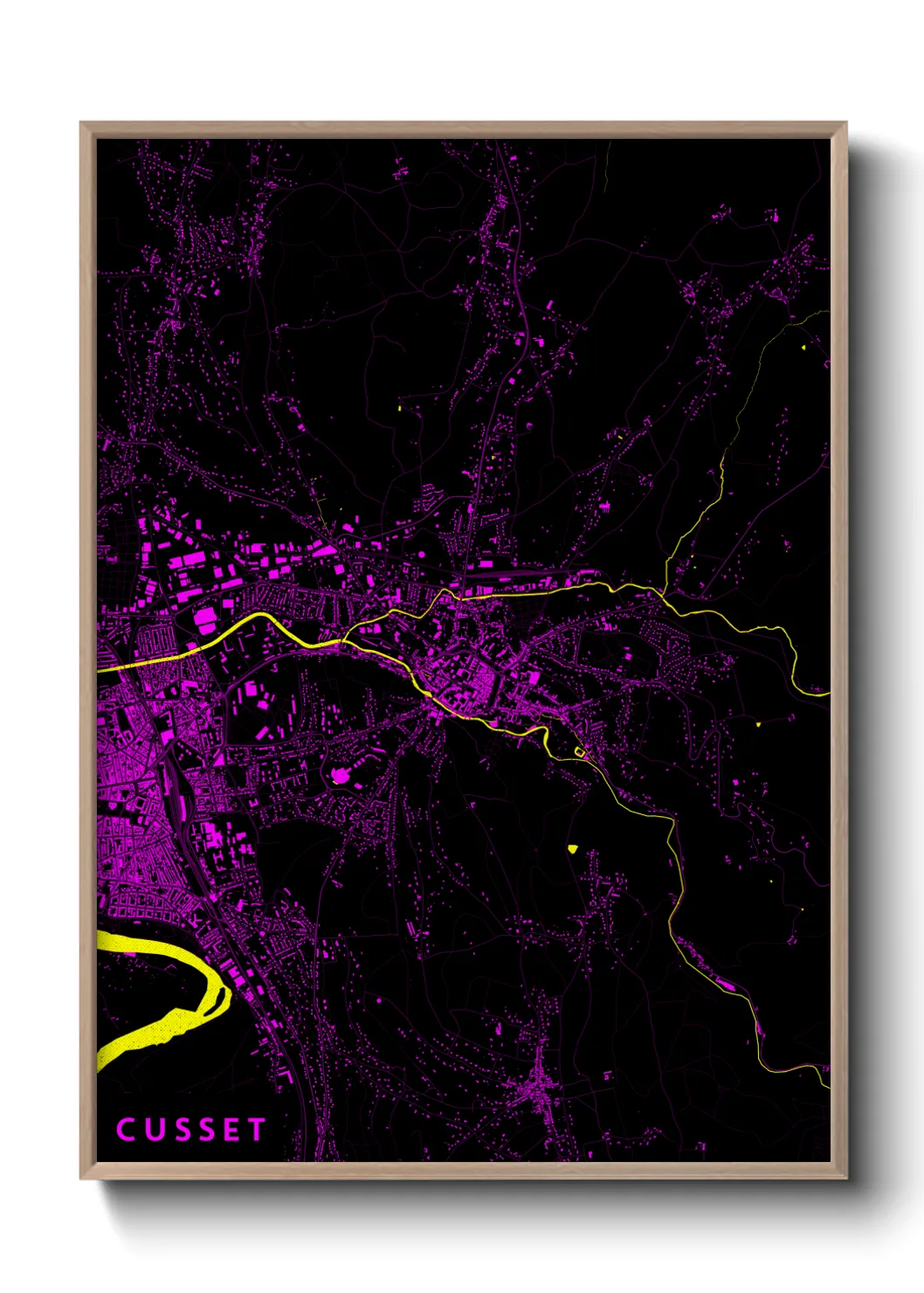 Une affiche de carte sur Cusset