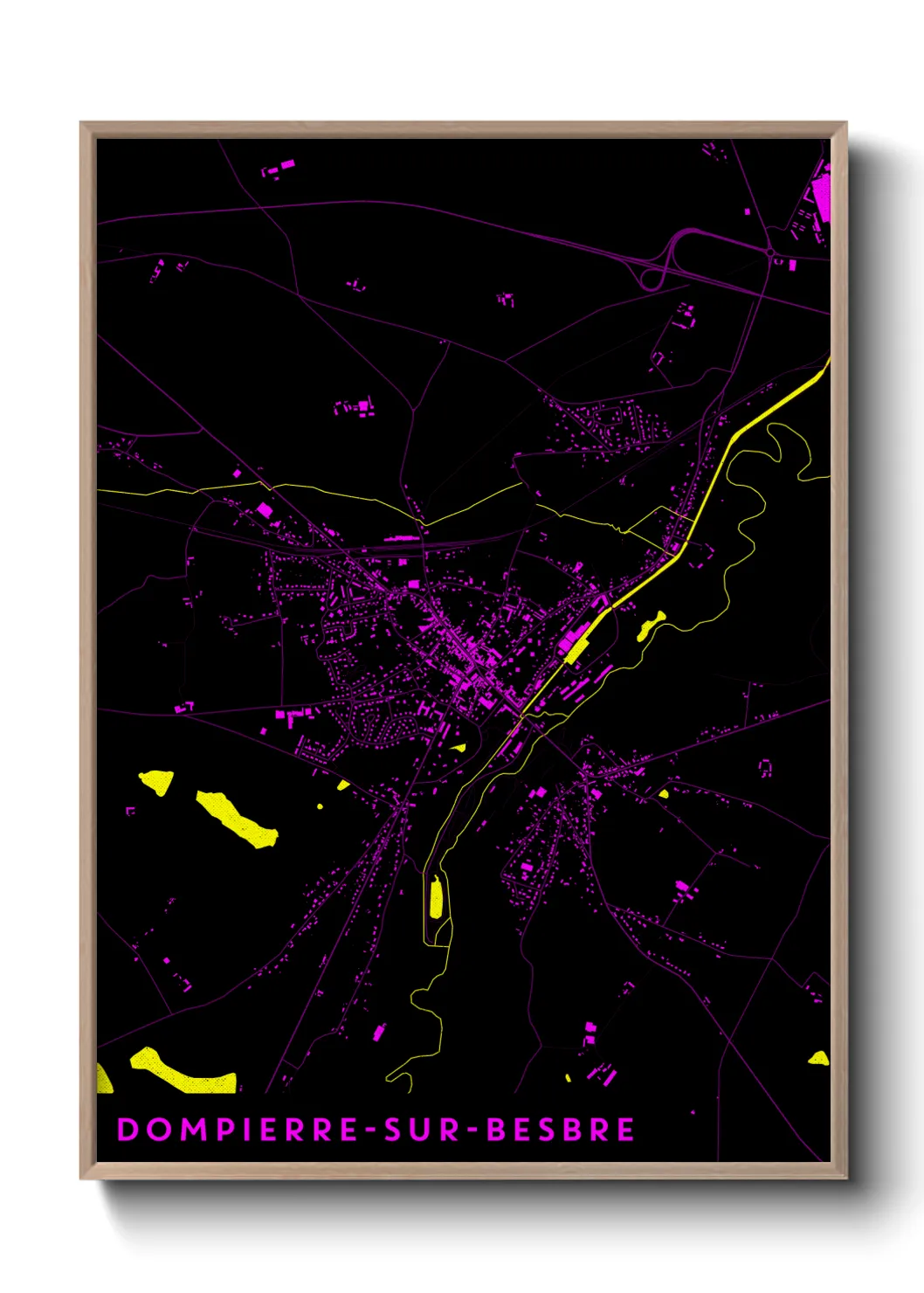 Une affiche de carte sur Dompierre-sur-Besbre