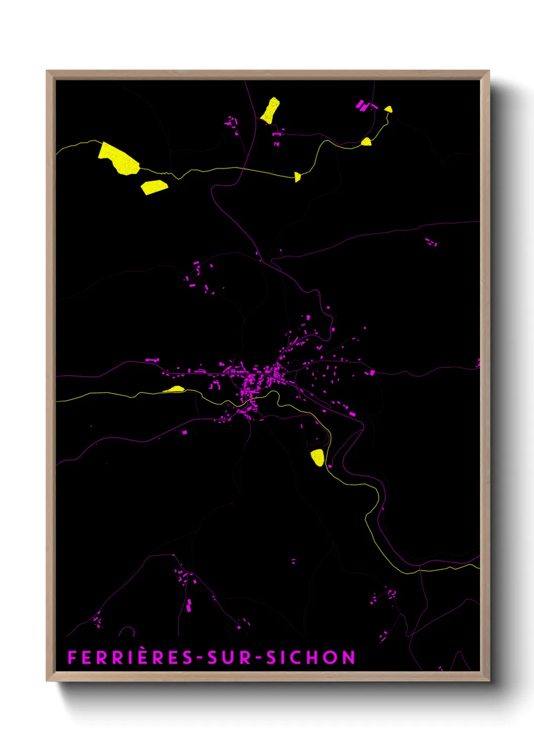 Une affiche de carte sur Ferrières-sur-Sichon