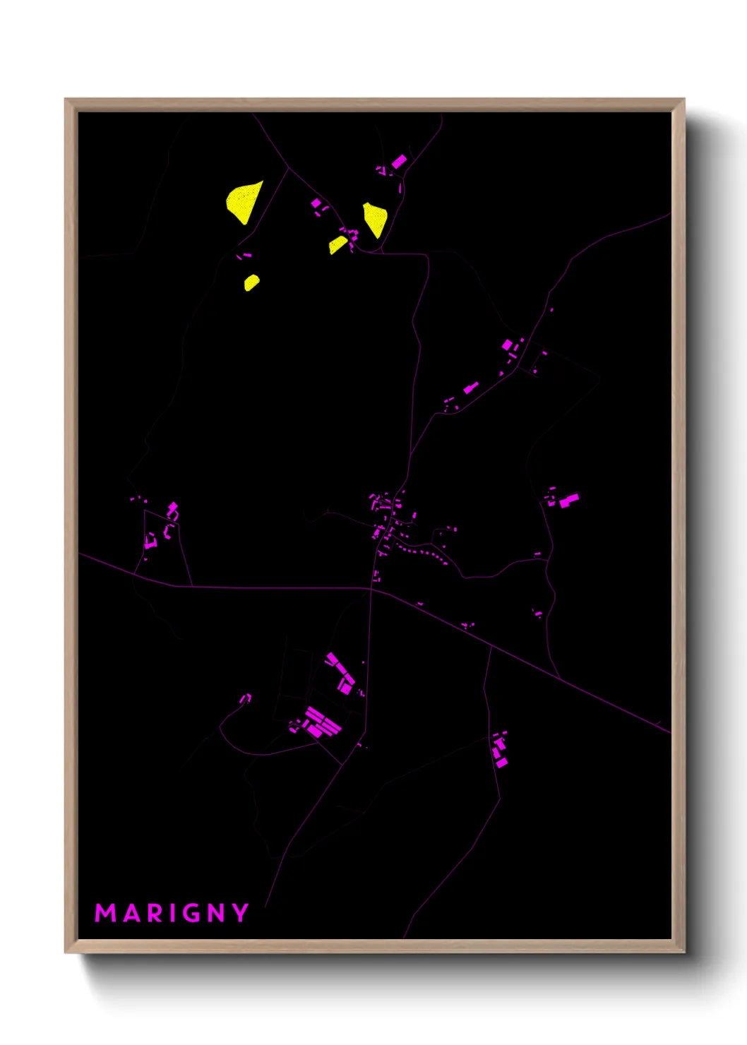 Une affiche de carte sur Marigny