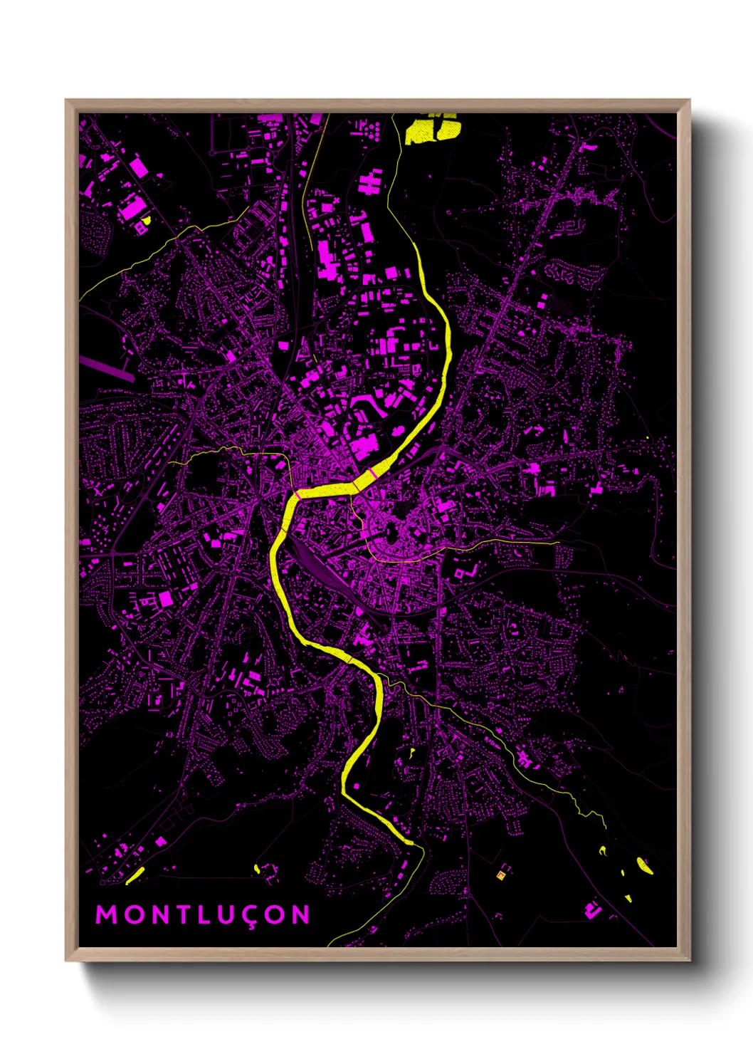 Une affiche de carte sur Montluçon