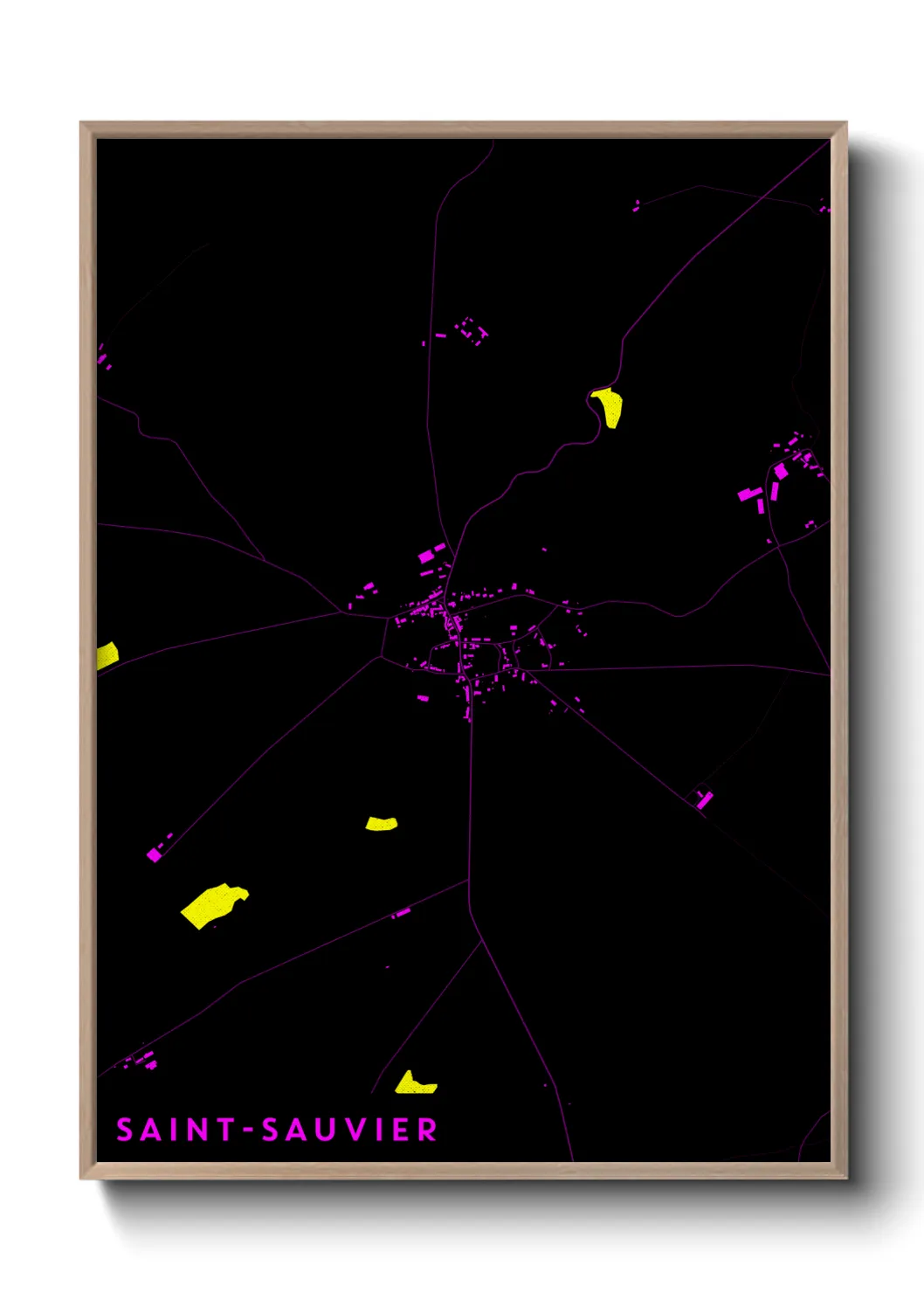 Une affiche de carte sur Saint-Sauvier