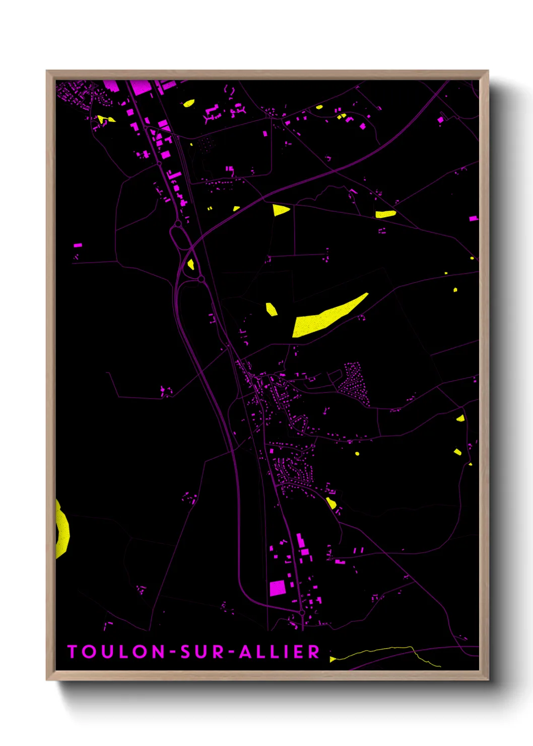 Une affiche de carte sur Toulon-sur-Allier