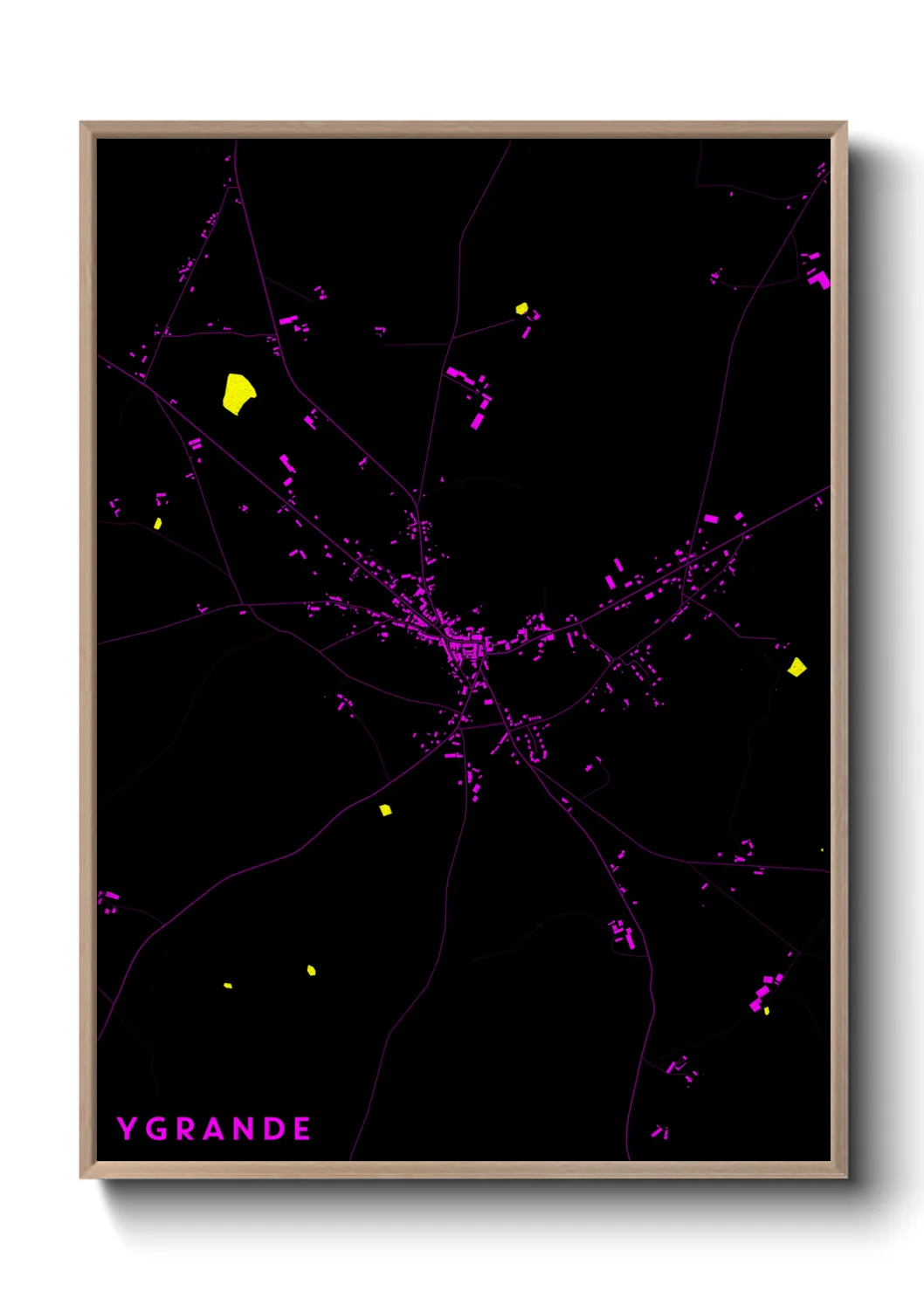 Une affiche de carte sur Ygrande