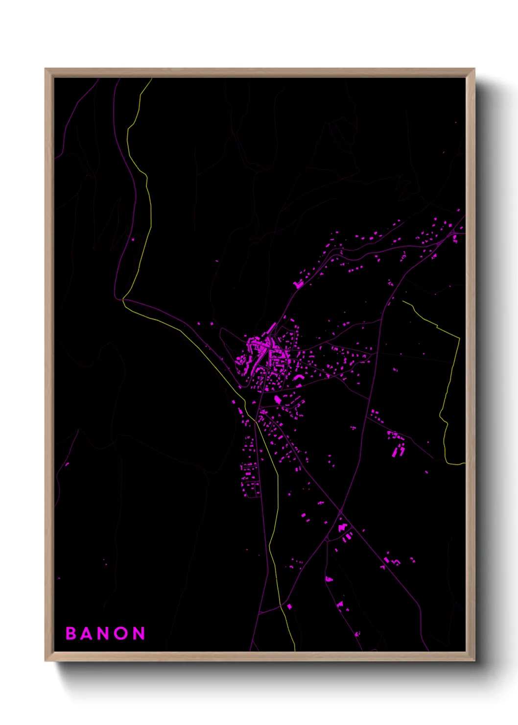 Une affiche de carte sur Banon