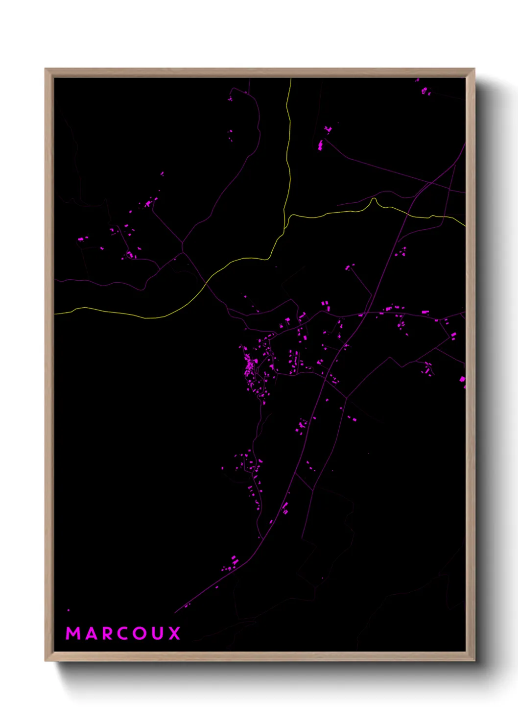 Une affiche de carte sur Marcoux
