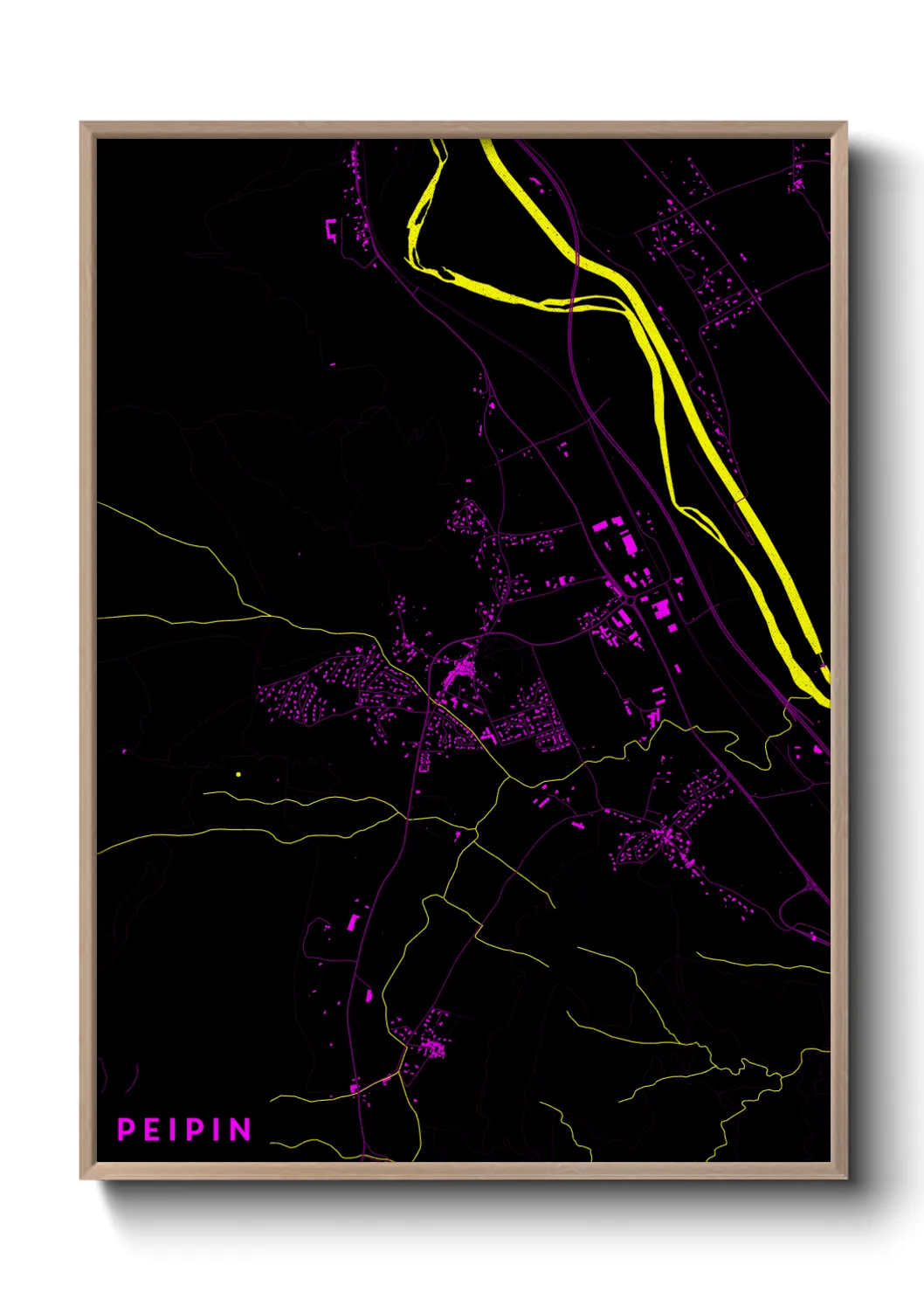 Une affiche de carte sur Peipin