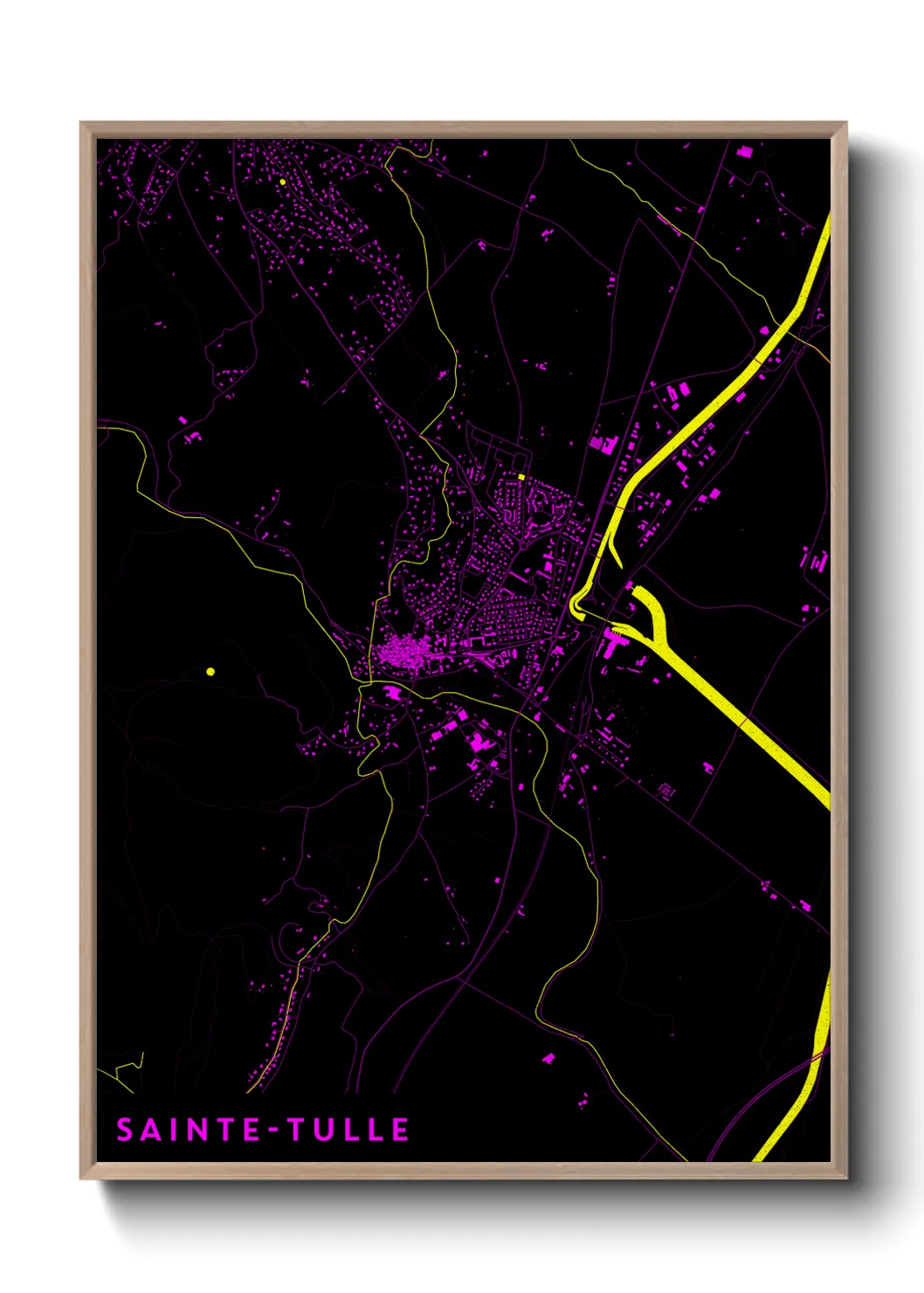 Une affiche de carte sur Sainte-Tulle