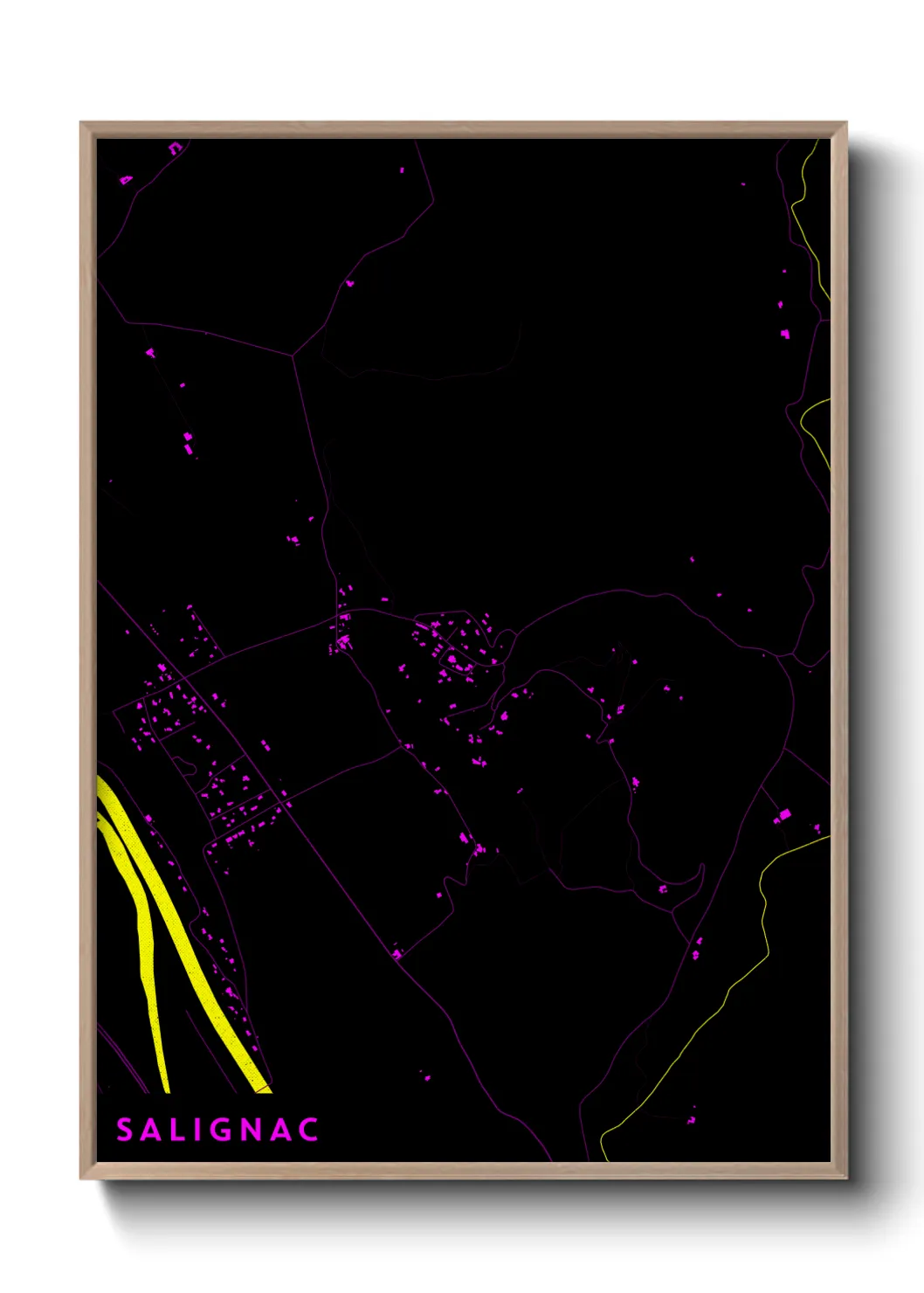 Une affiche de carte sur Salignac