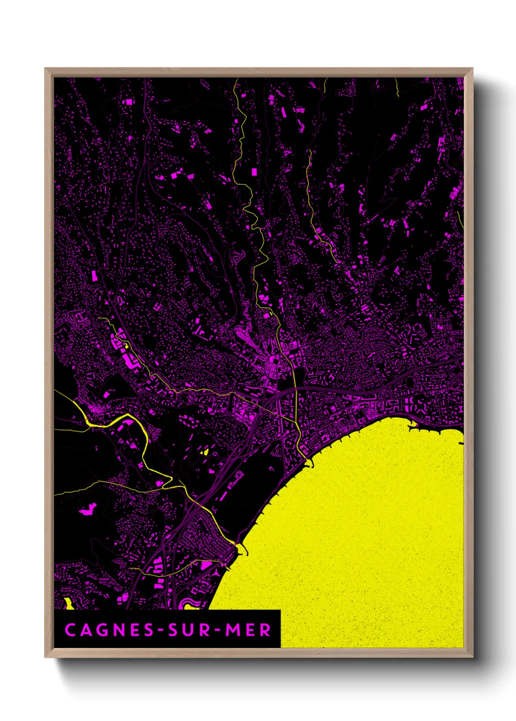 Une affiche de carte sur Cagnes-sur-Mer