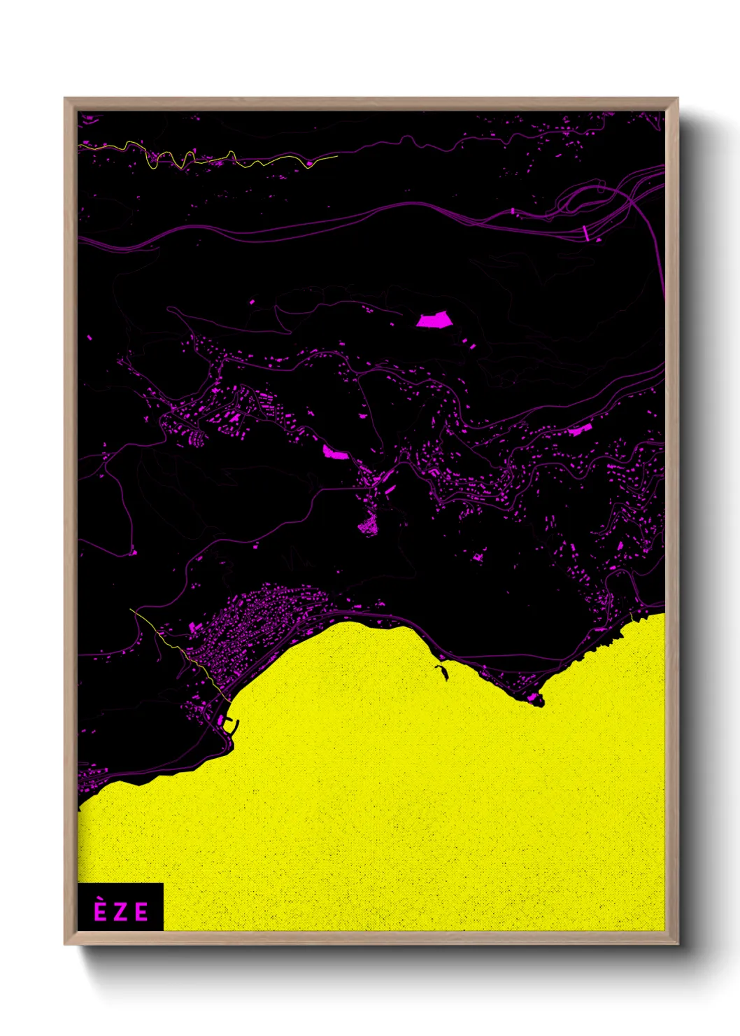 Une affiche de carte sur Èze