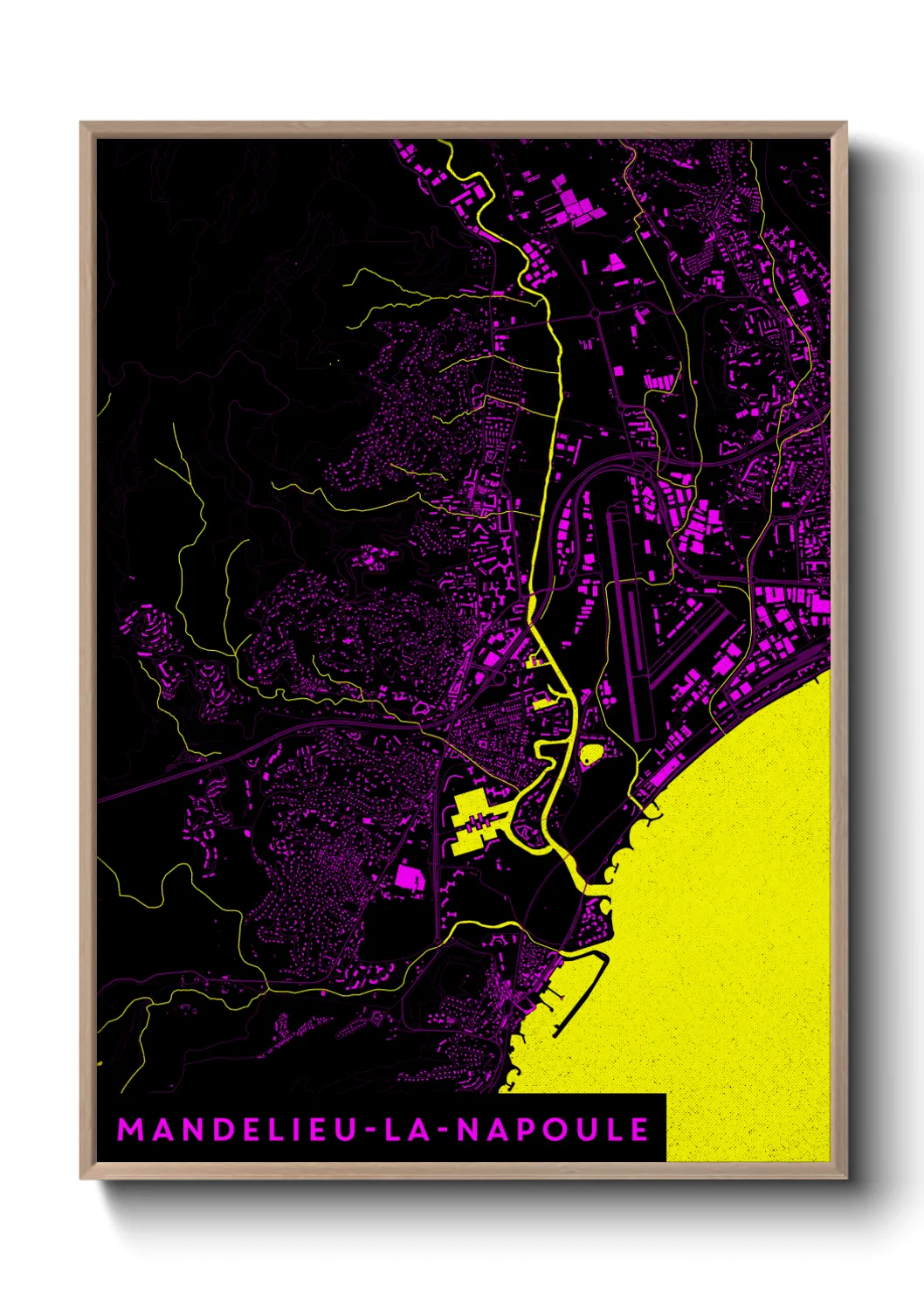 Une affiche de carte sur Mandelieu-la-Napoule