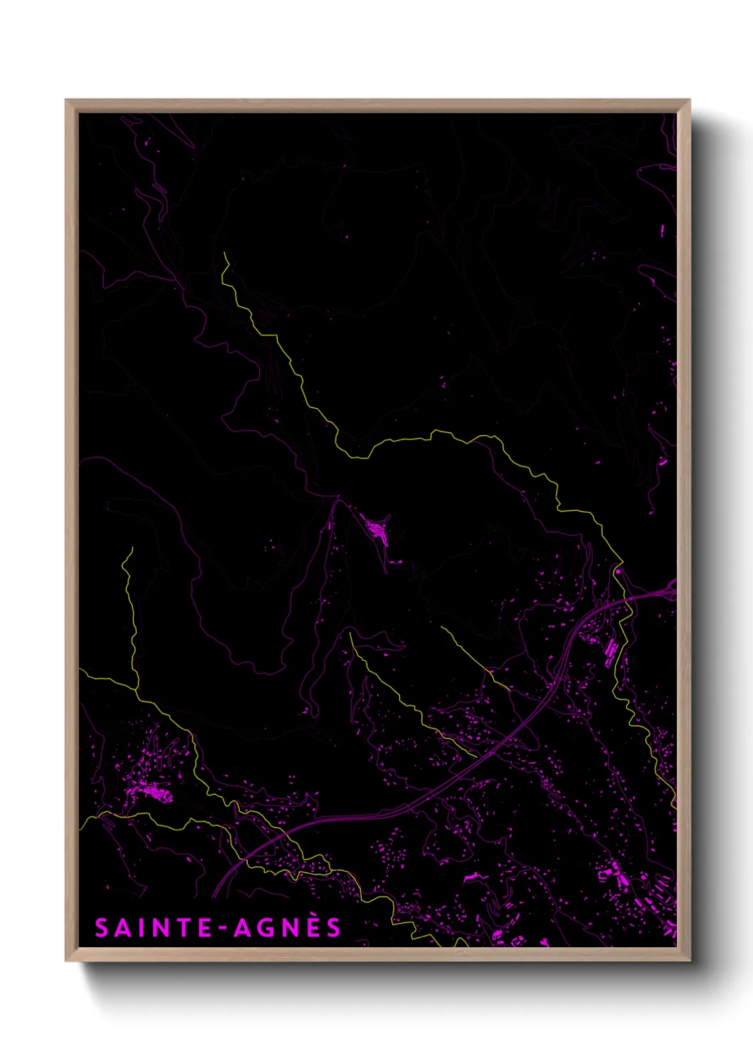 Une affiche de carte sur Sainte-Agnès