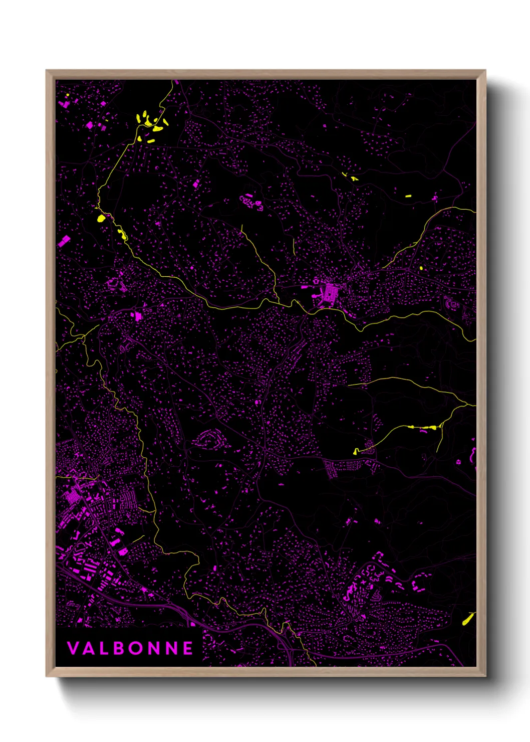 Une affiche de carte sur Valbonne