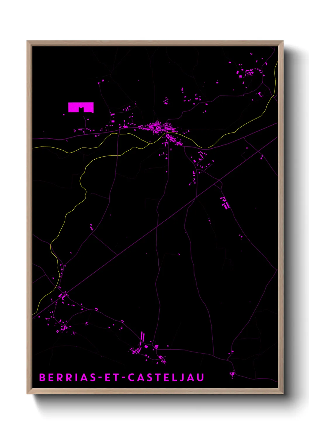 Une affiche de carte sur Berrias-et-Casteljau