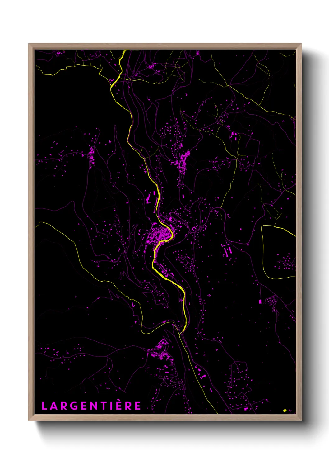 Une affiche de carte sur Largentière