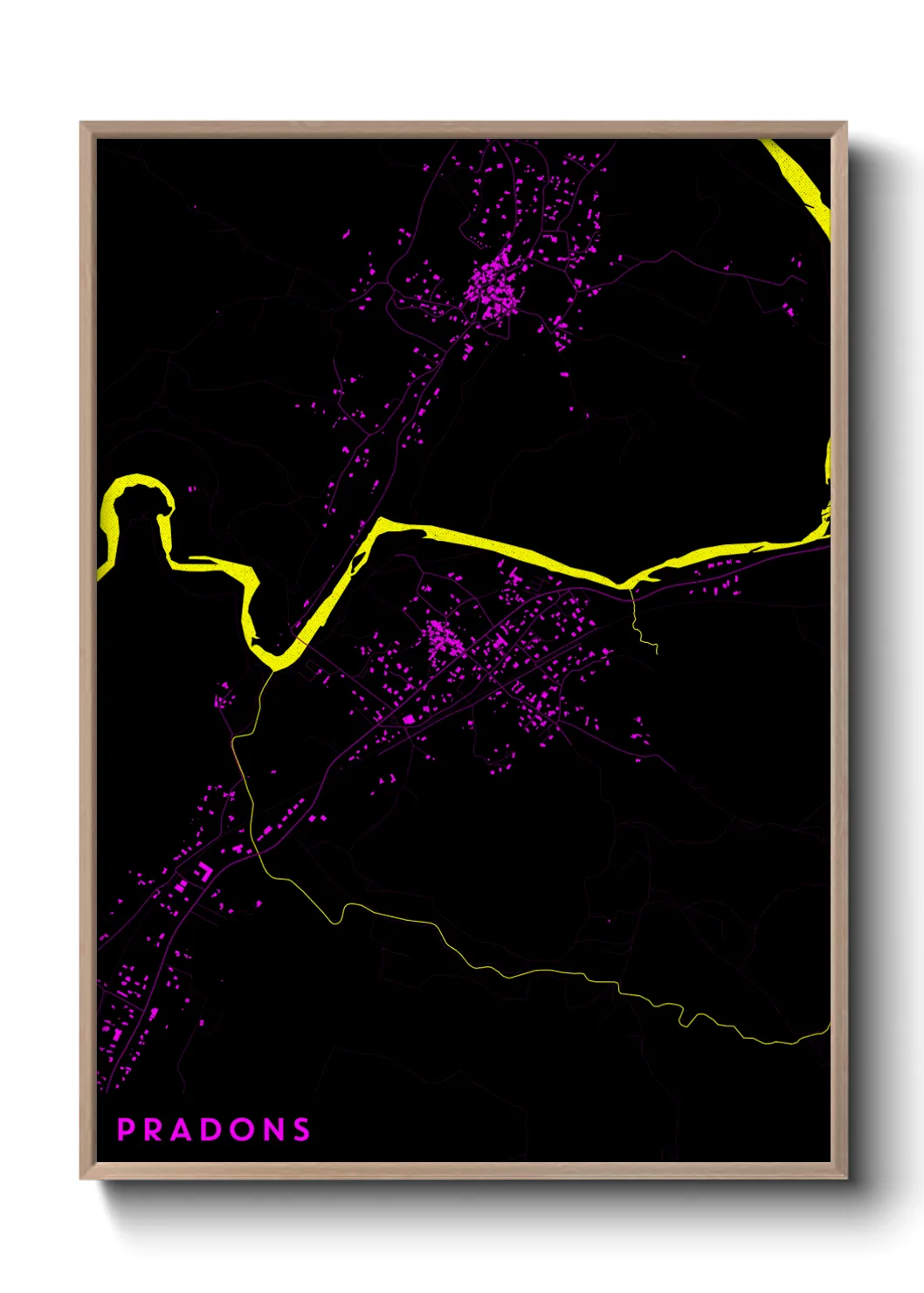 Une affiche de carte sur Pradons