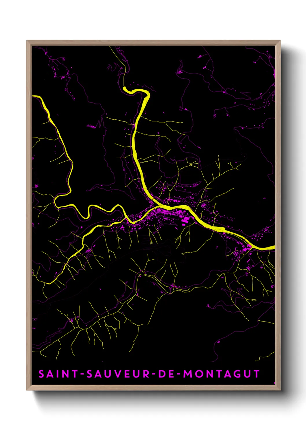 Une affiche de carte sur Saint-Sauveur-de-Montagut