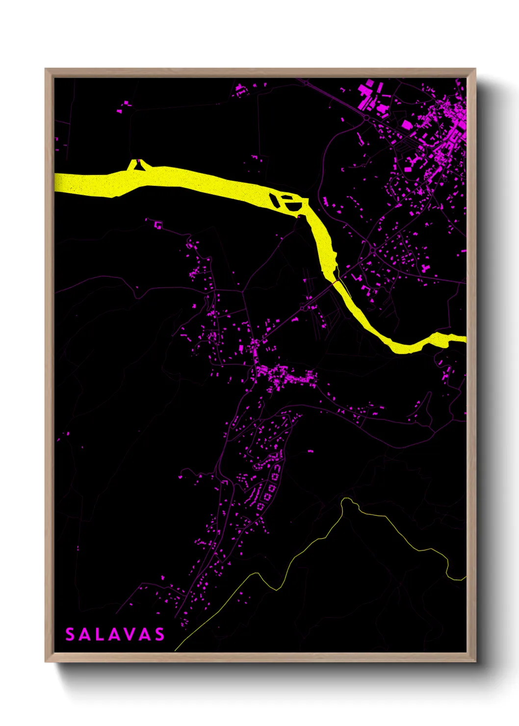 Une affiche de carte sur Salavas