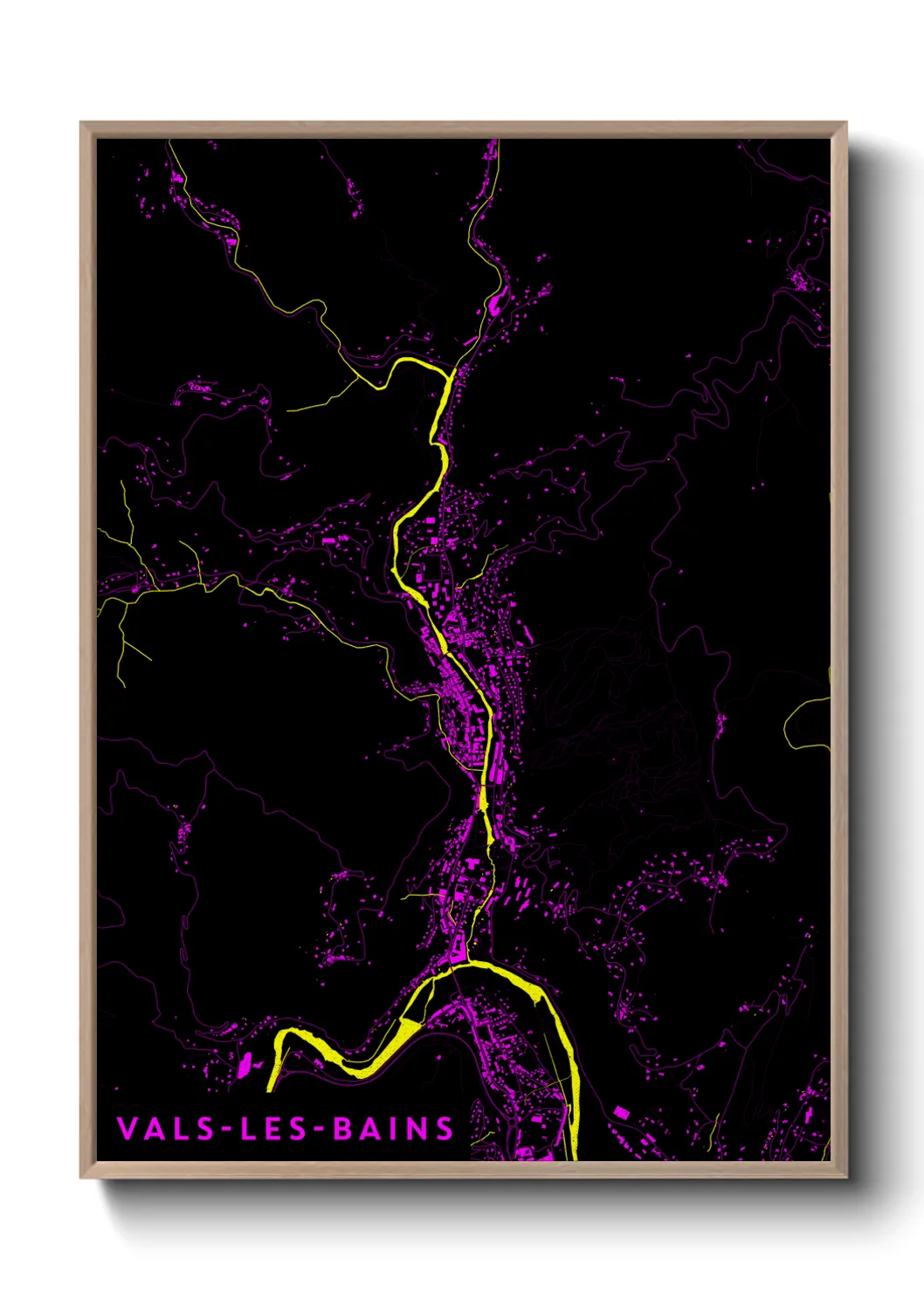 Une affiche de carte sur Vals-les-Bains