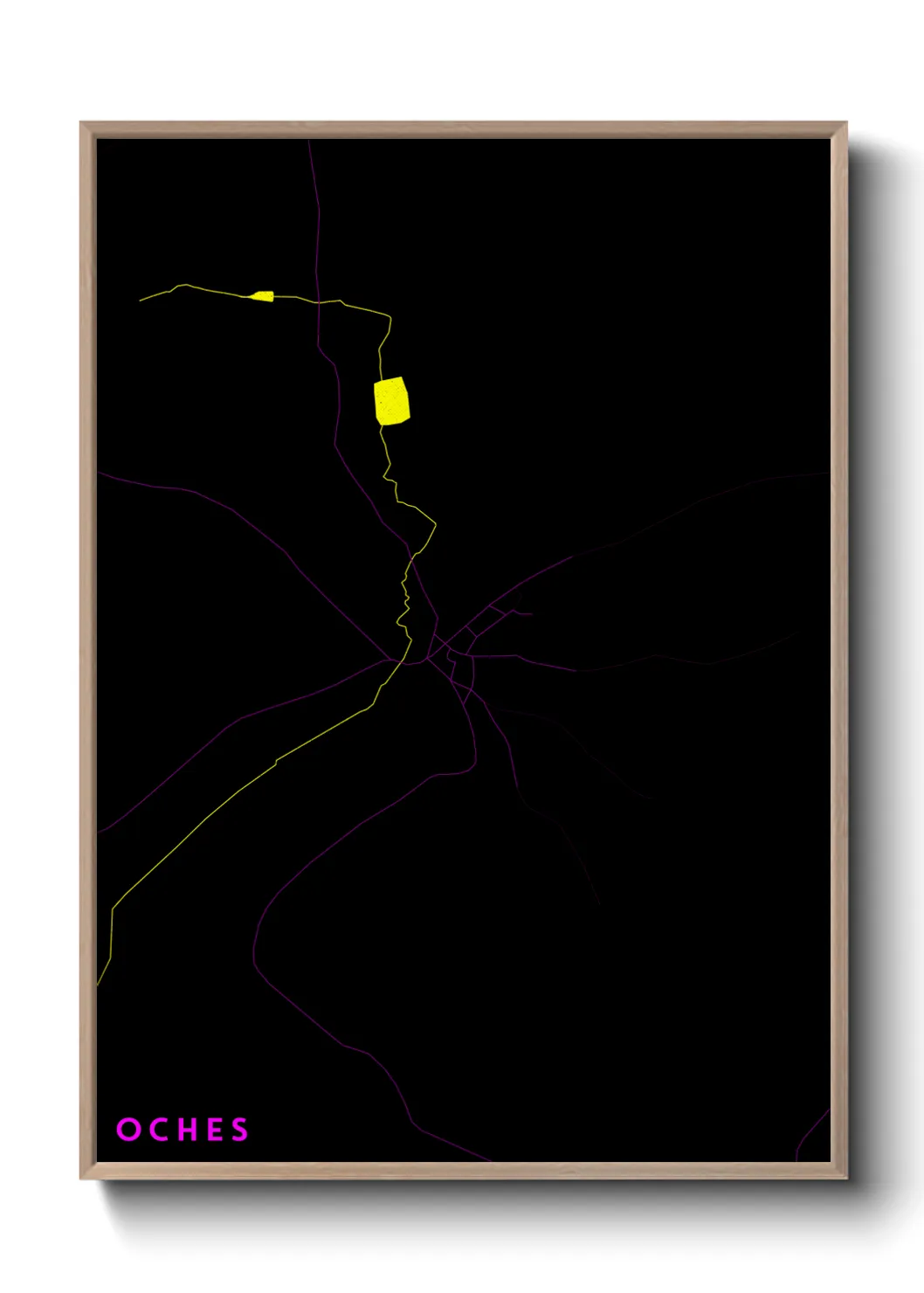 Une affiche de carte sur Oches