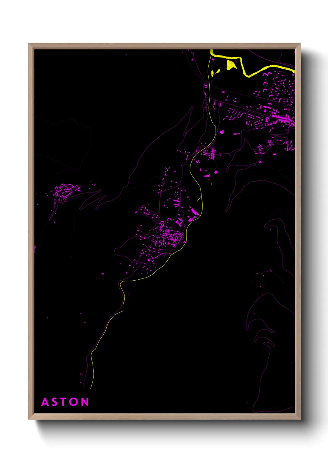 Une affiche de carte sur Aston