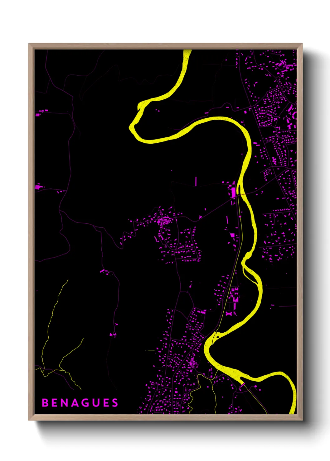 Une affiche de carte sur Benagues