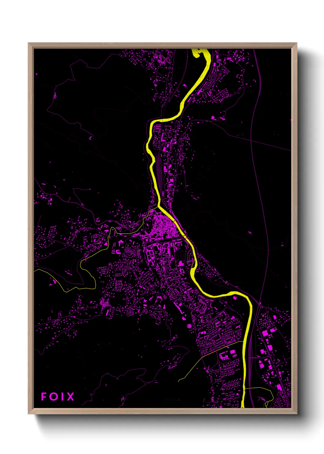 Une affiche de carte sur Foix
