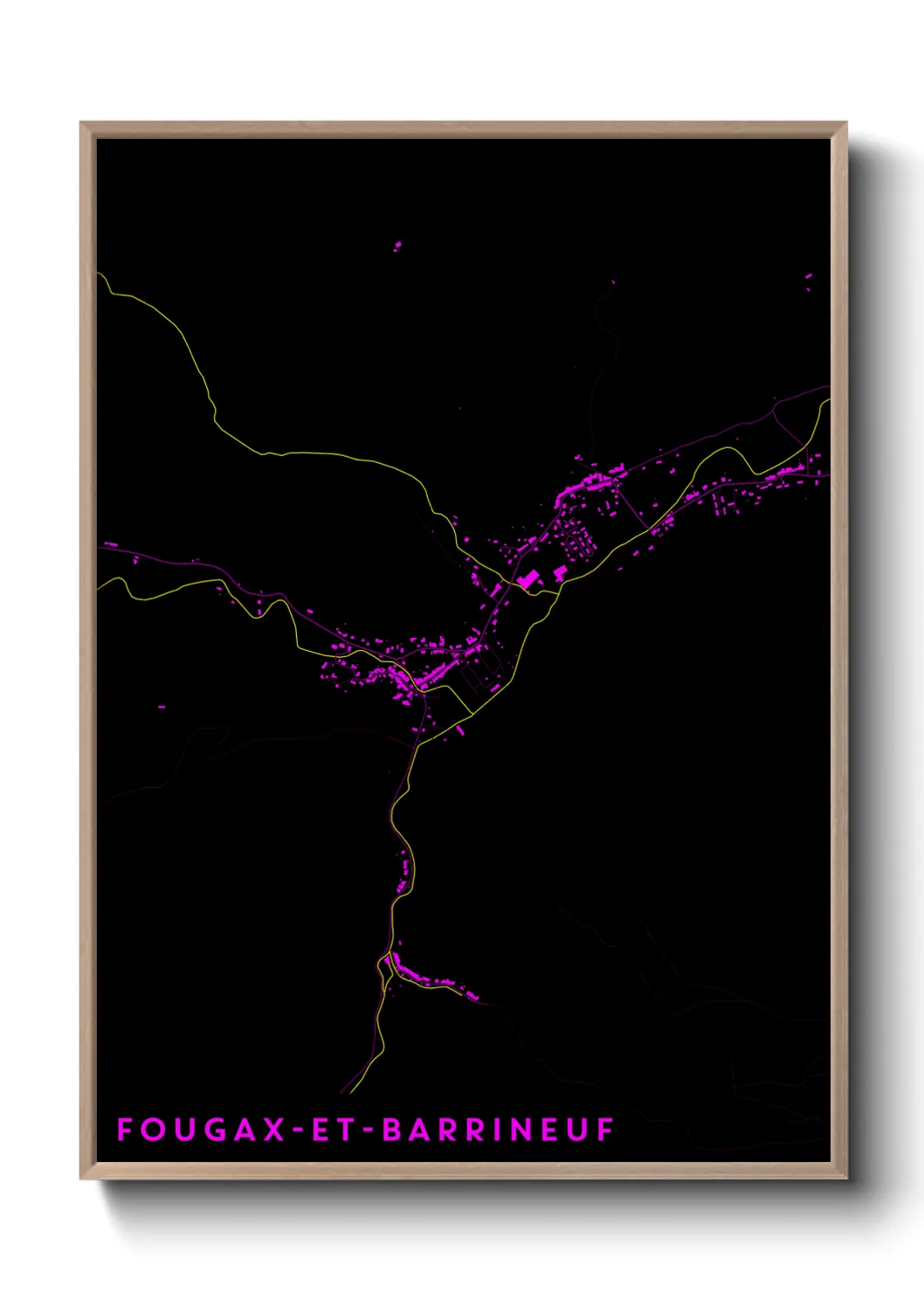 Une affiche de carte sur Fougax-et-Barrineuf