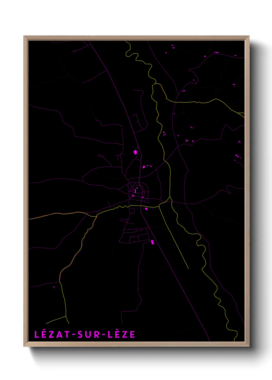Une affiche de carte sur Lézat-sur-Lèze