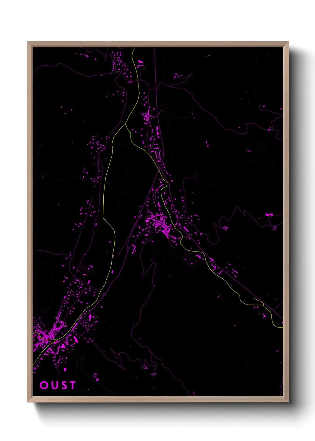 Une affiche de carte sur Oust