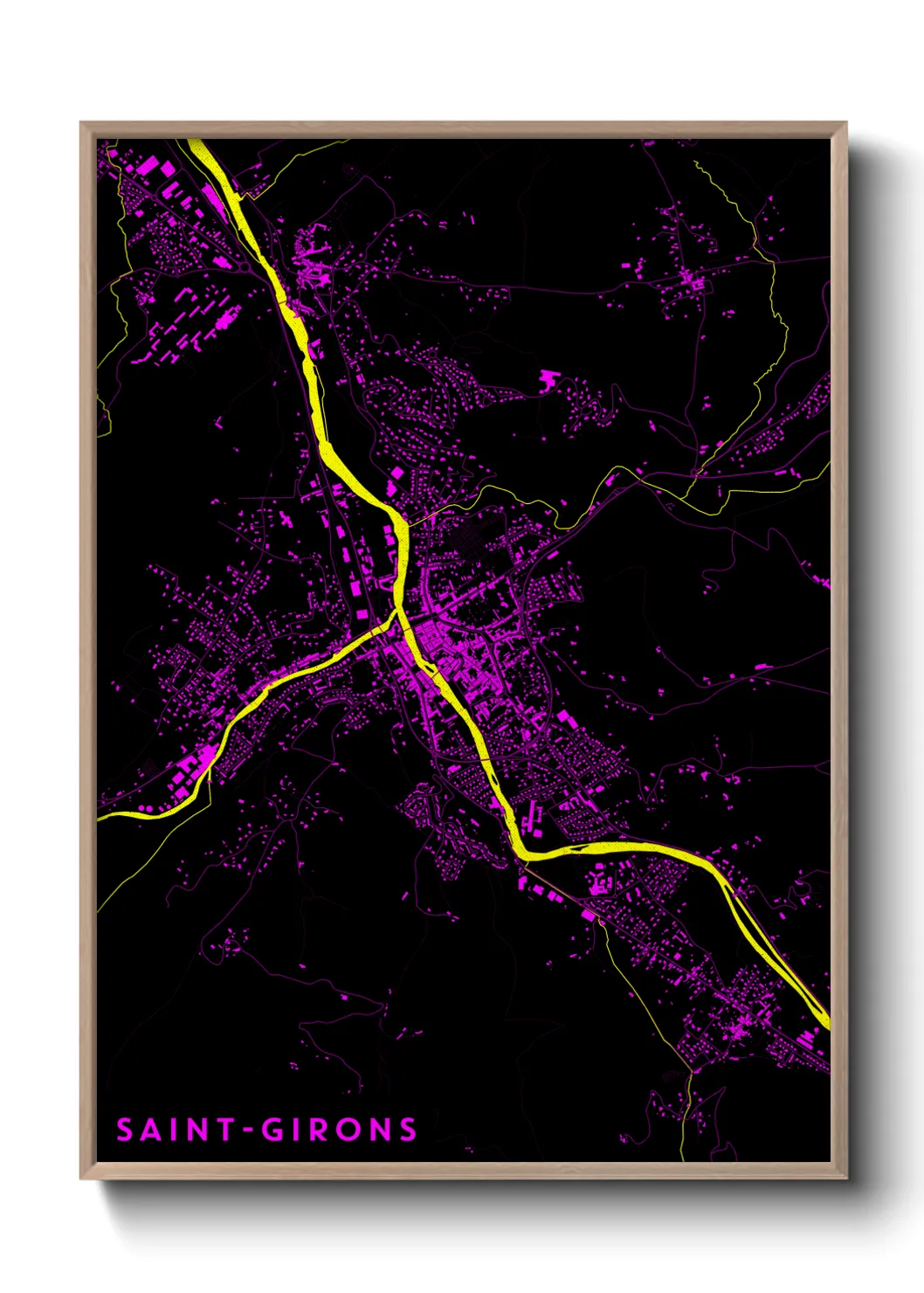 Une affiche de carte sur Saint-Girons
