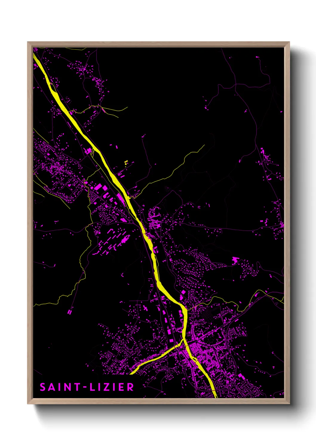 Une affiche de carte sur Saint-Lizier