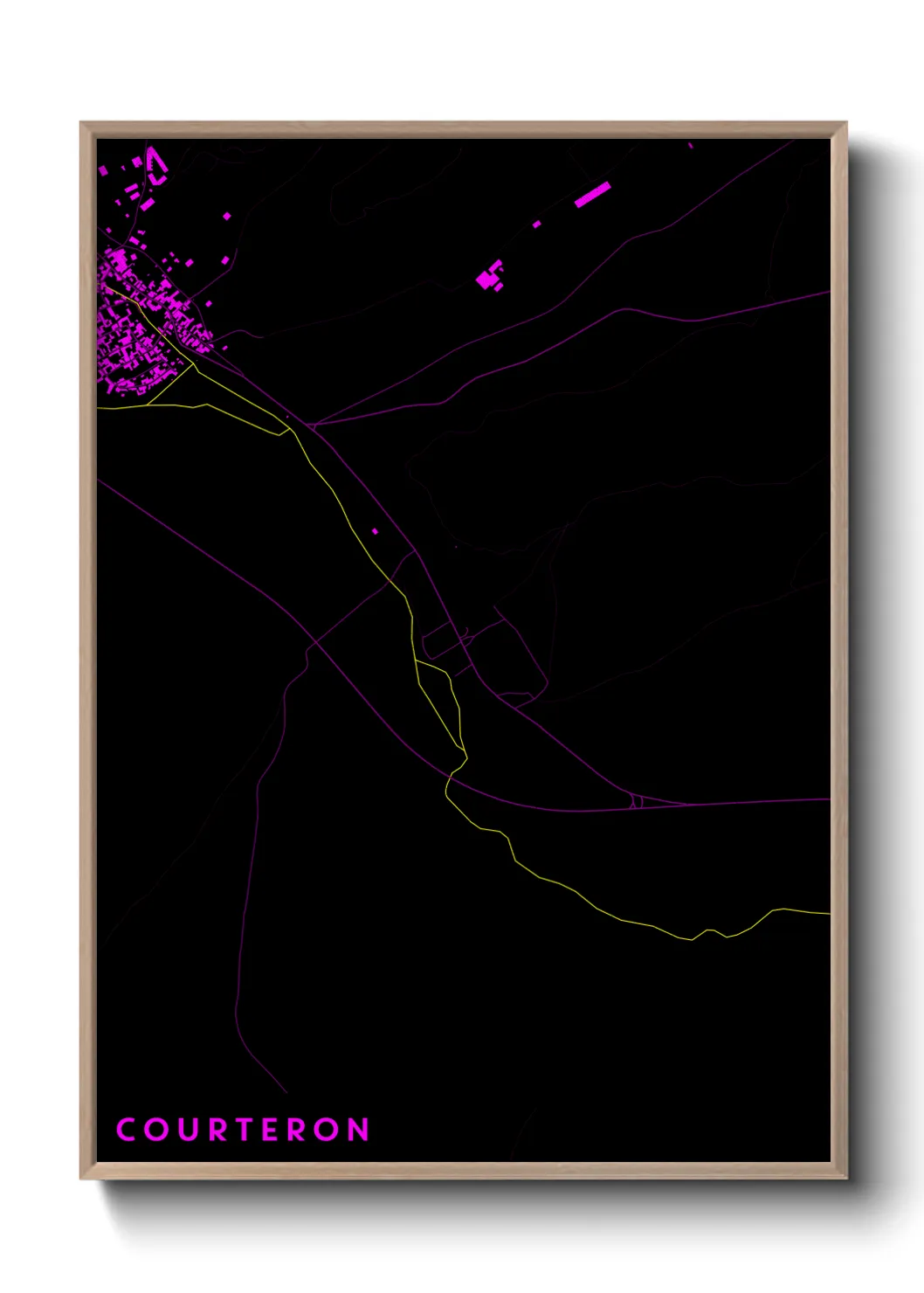 Une affiche de carte sur Courteron