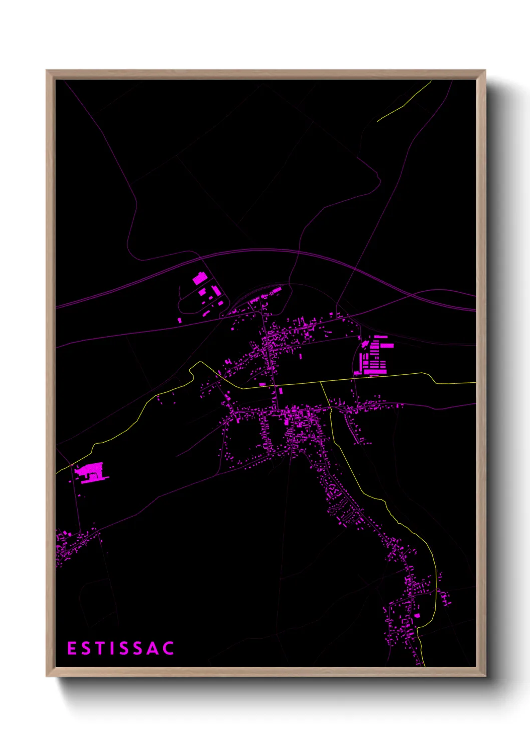 Une affiche de carte sur Estissac