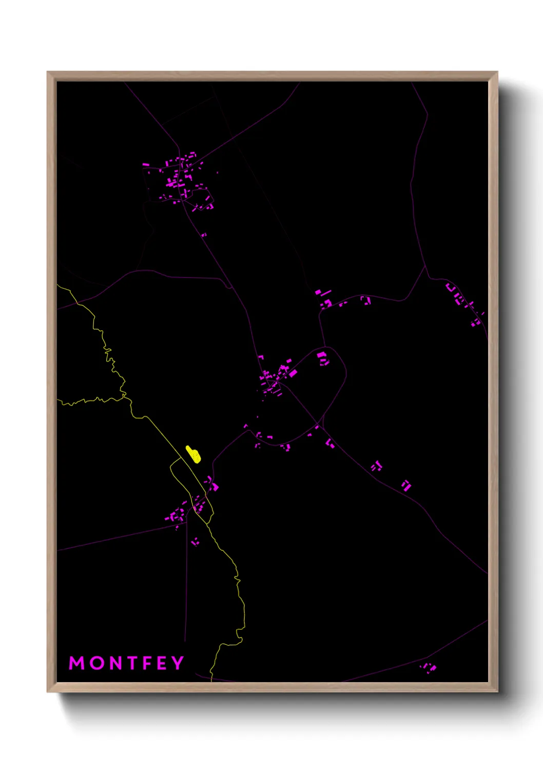Une affiche de carte sur Montfey